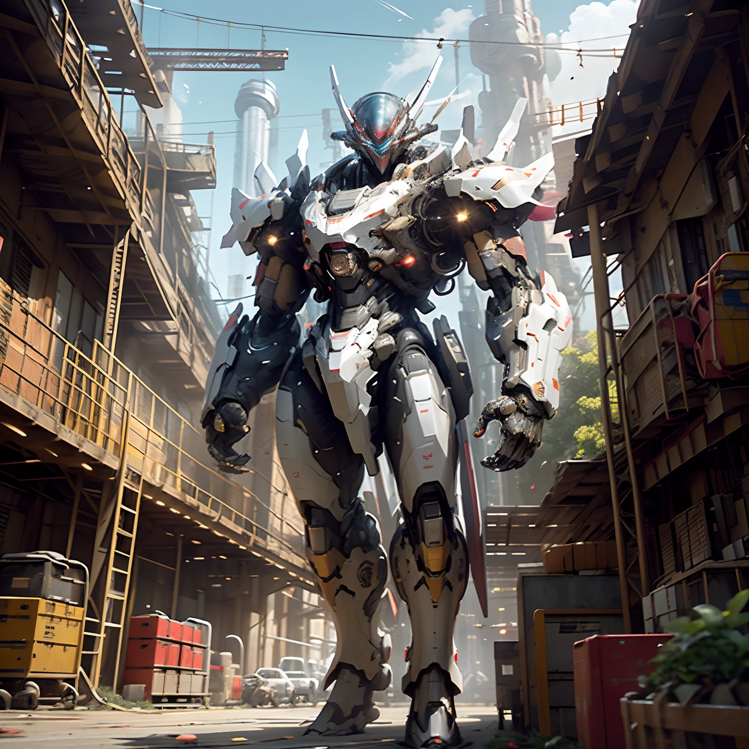 ((Best quality)), ((masterpiece)), (highly detailed:1.3), 3D, beautiful, (cyberpunk:1.2), in space, nebula, holding_weapon, (mecha:1.3), facing the viewer, glowing eyes, full body, (flying, swooping down, dynamic, motion blur: 1.4), (huge mecha wings: 1.6), looking up, glowing_eyes, mecha, panorama, background is earth, nebula, space, particles, reality, HDR (High Dynamic Range), Ray Tracing, NVIDIA RTX, Super Resolution, Unreal 5, Subsurface Scattering, PBR Texturing, Post Processing, Anisotropic Filtering, Depth of Field, Maximum Clarity and Clarity, Multilayer Textures, Albedo and Specular map, Surface shading, accurate simulation of light-material interaction, perfect proportion, Octane Render, two-tone lighting, large aperture, low ISO, white balance, rule of thirds, 8K RAW, efficient sub-pixel, sub-pixel convolution,