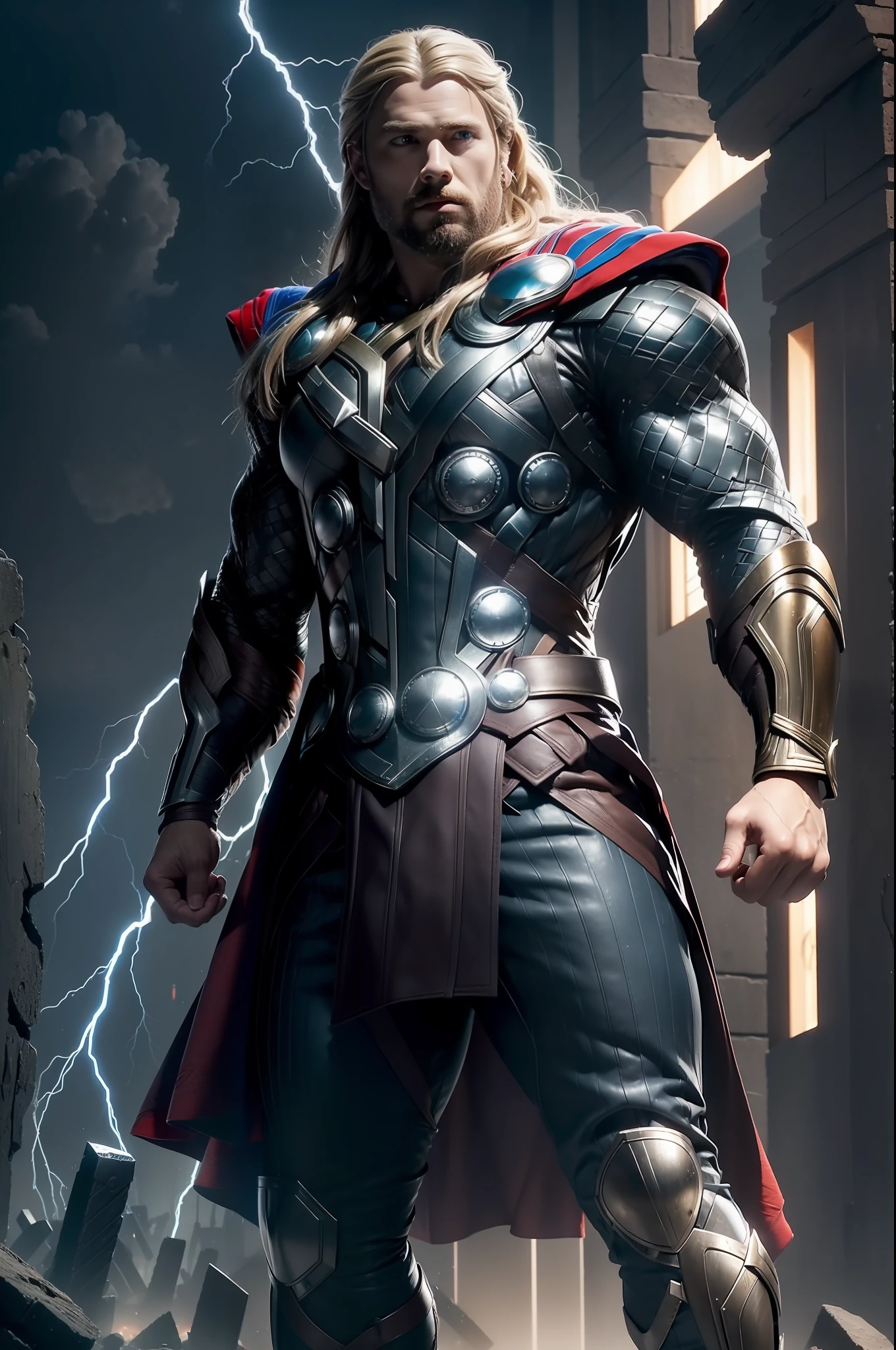 1 homem gordo, THOR,personagem, Beautiful, Arte Devian, Artstation on trend, arte digital, circunstanciado, Realistic,THOR gordo do filme da Marvel,character,Cinematic sho ,cinematic lights, Super-homem, Texturas altas, high resolution, dreamlike art, 8k, altamente detalhado, (master part, qualidade soberba, ultra detalhe, high resolution), Foco masculino, ((THOR), (homem musculoso))), (Muscle Detail))), (He Didn't Take a Weapon), rugido, Fists with Both Hands, Pose para Fotos, ruins of the city, Detalhes do plano de fundo, (((corpo inteiro))), (((Grandeza de THOR))