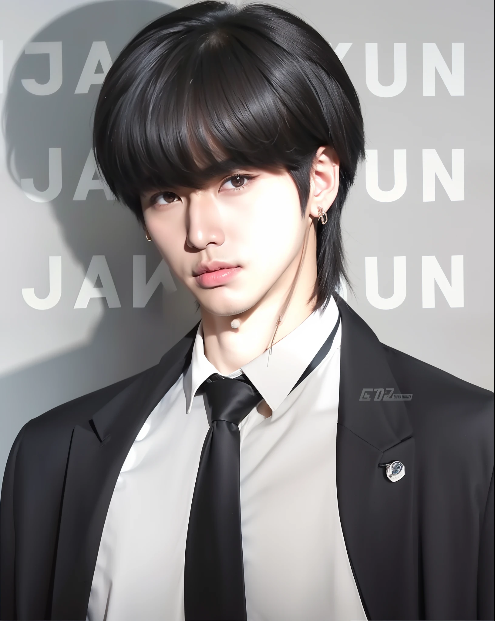 Realistic ultra-detaile manly asian boy, handsome, He has black hair,wearing earrings, lip incision. Use a 70mm lens for a stunning portrayal."