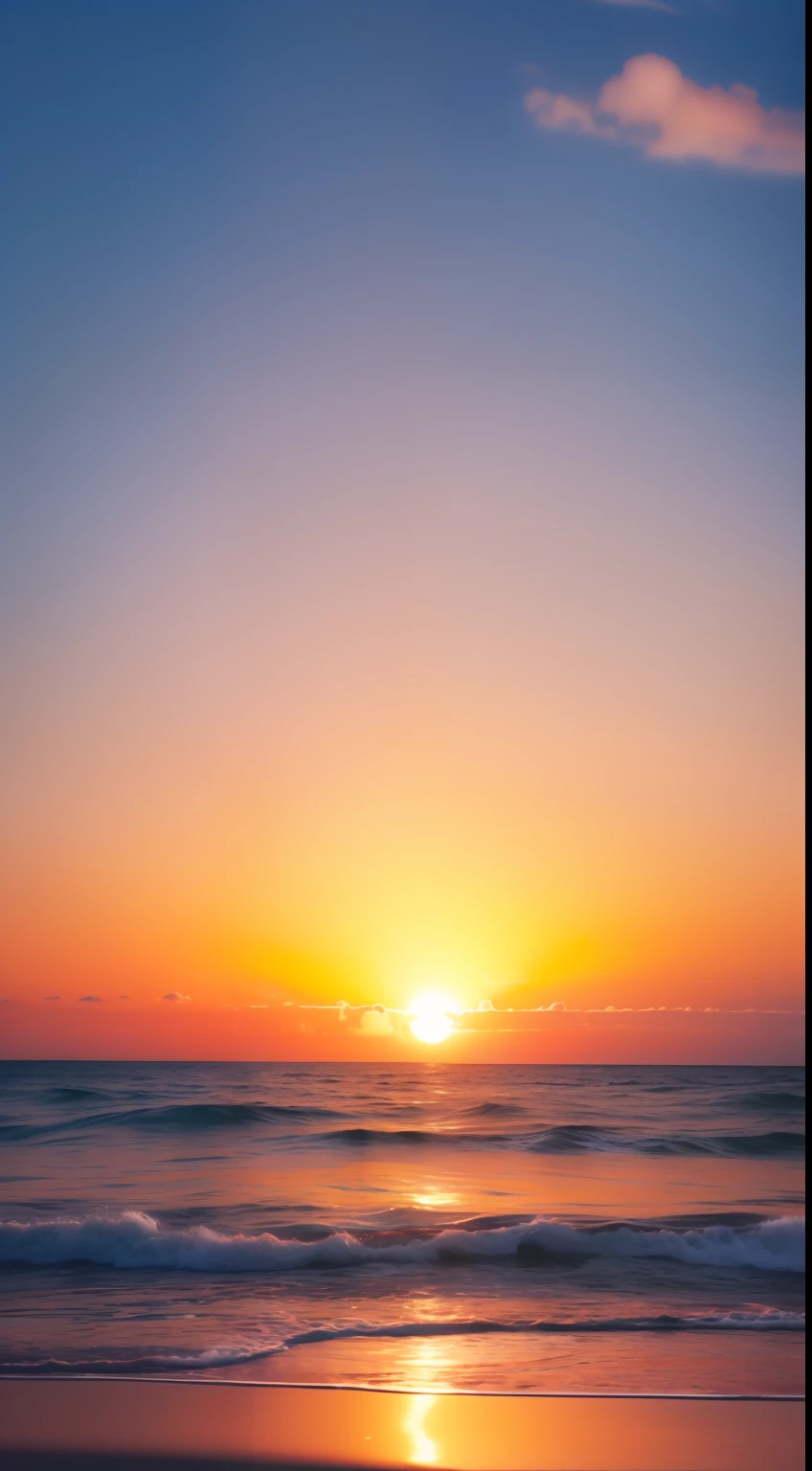 In the ball an orange、pink there、Yellow blends to fill the sky、The sunset over the beach is truly mesmerizing。The crystal clear sea gently kisses the shore、White sand beaches stretch everywhere。Seagulls soar high into the sky、It is a dynamic and breathtaking scene with palm trees gently swaying。Embrace a calm atmosphere、Peace washes you。Mystical