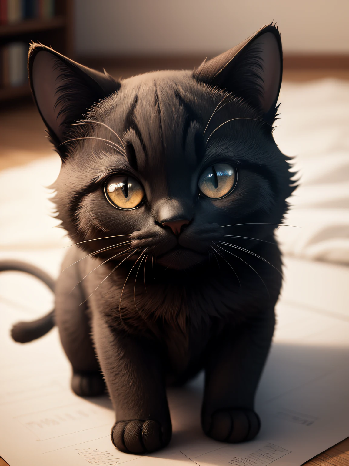 gatinho, preto e branco, sem cor, monocromatic, sketchfab --auto