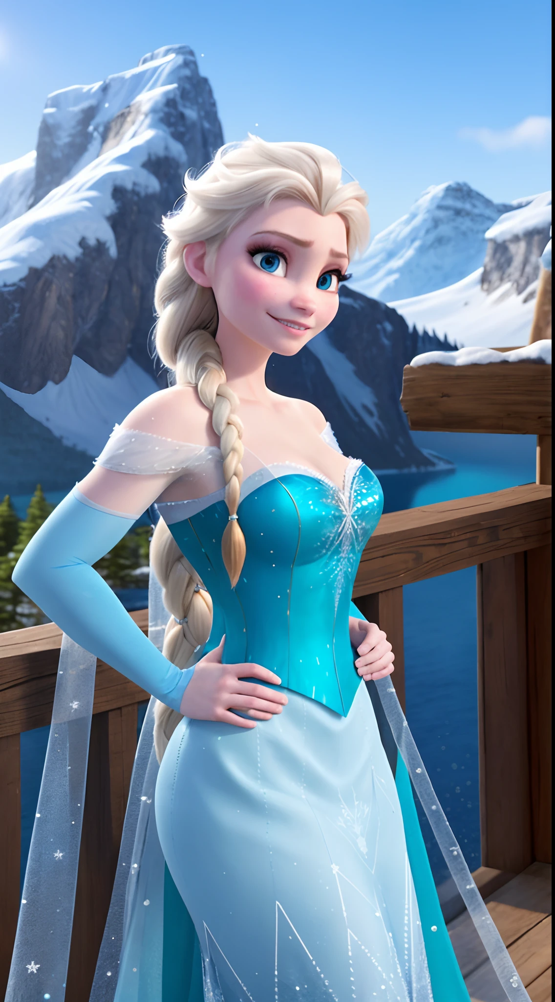 <lora:Elsa_v1:0.7> elsa, sparkling blue dress, upper body