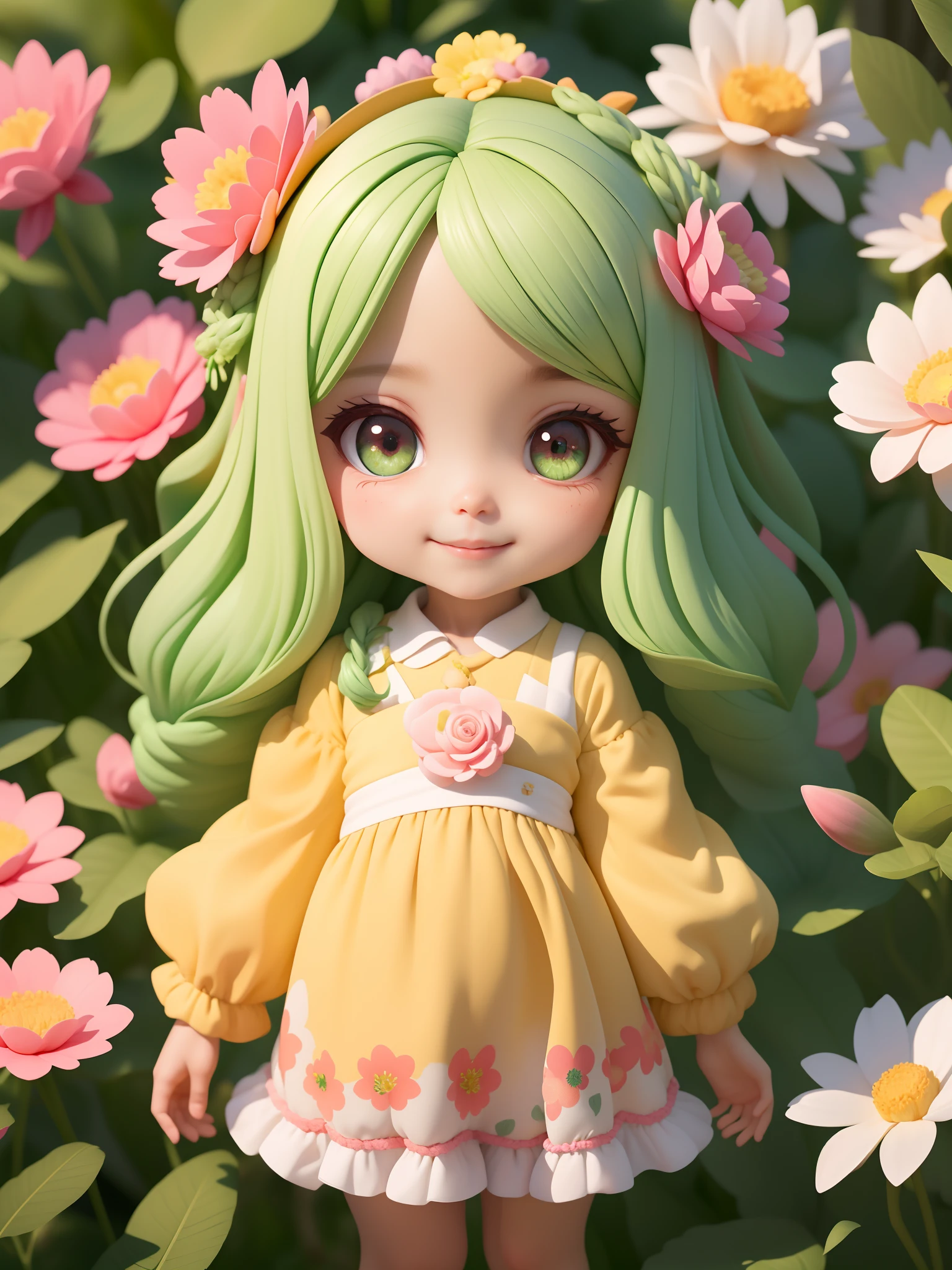 (obra-prima),(melhor qualidade),(ultra-detalhado), (corpo inteiro: 1.2), 1girl,chibi, fofo, sorriso, maquiagem, boca aberta, rosa, campo florido, boina, jaqueta, blush , tree, :3, camisa, cabelo curto, flores de cerejeira, headwear verde, blurry, cabelo ruivo, adesivos de blush, mangas compridas, franja, cabelo preto, flor rosa, (rosto bonito e detalhado), (lindos olhos detalhados),