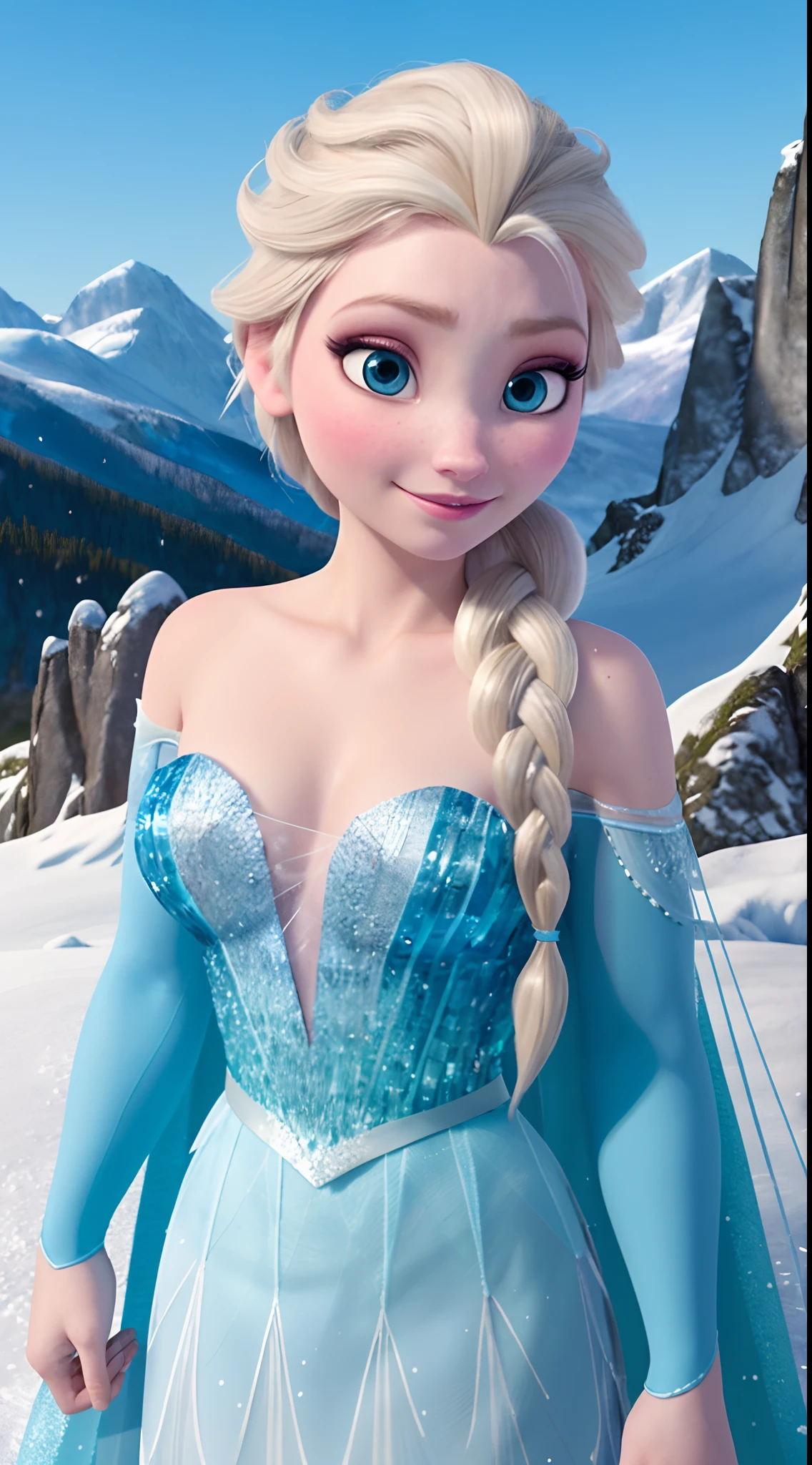 A seductive Elsa, with icy blue eyes and a mischievous smile, beckons you into her frozen kingdom.