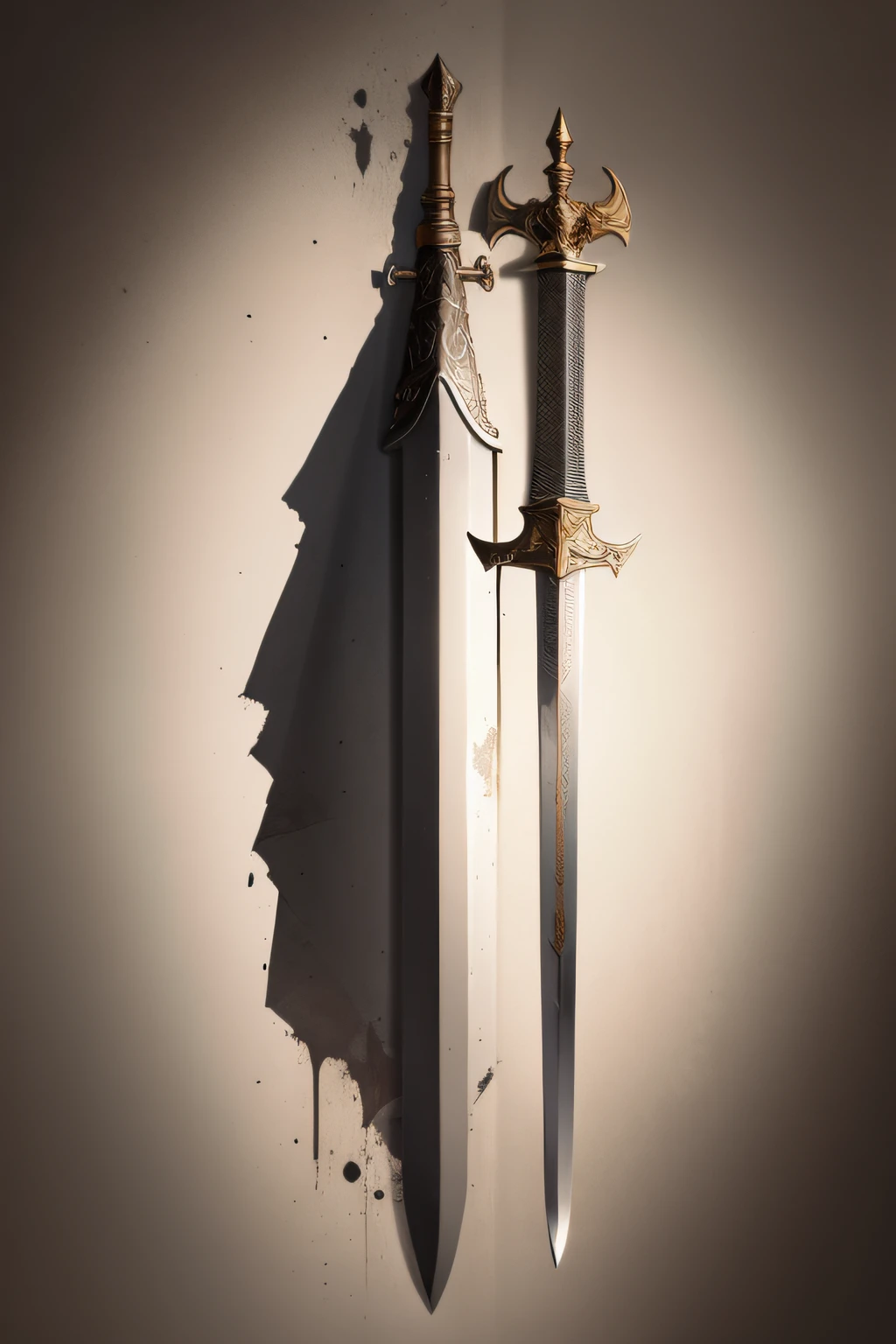 long sword with handle totally worn due to much use