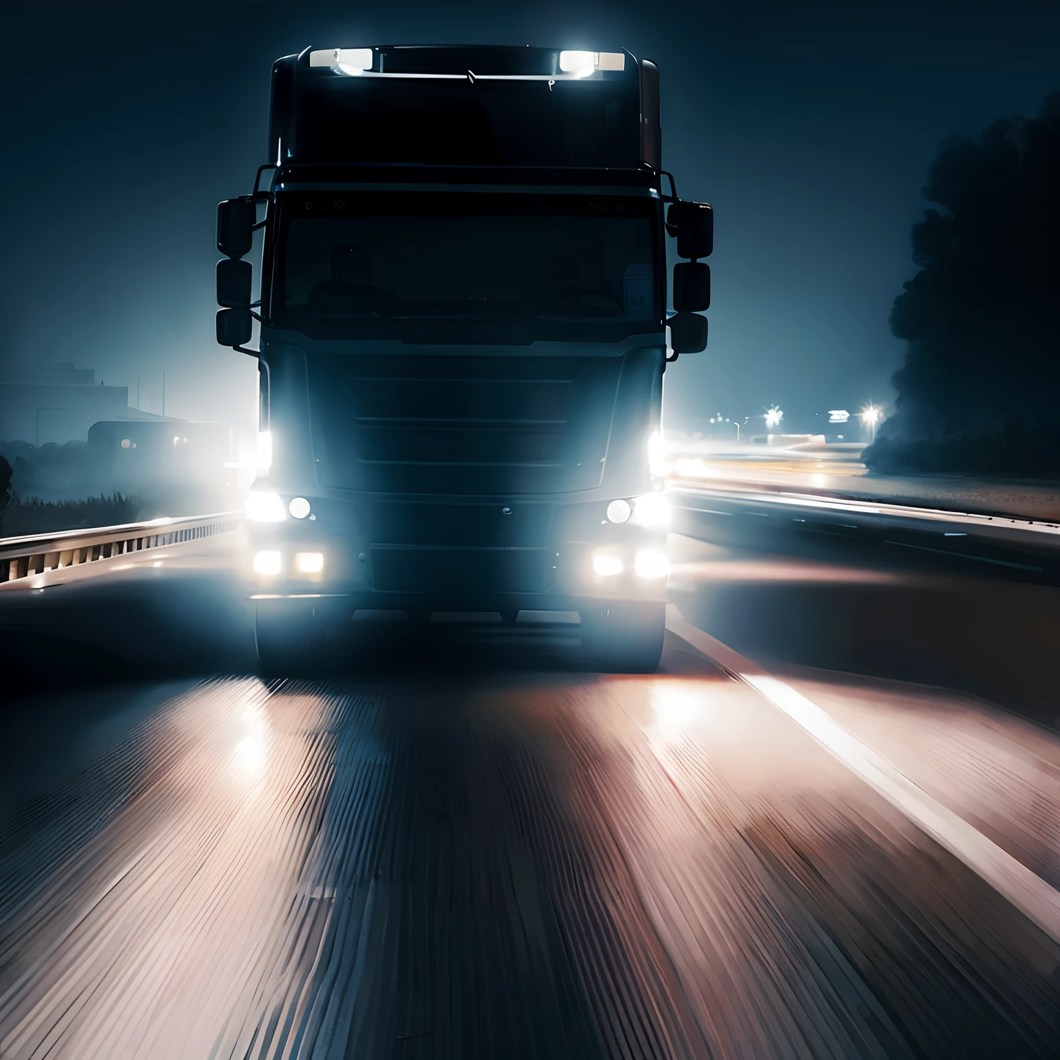 cargo truck at night
