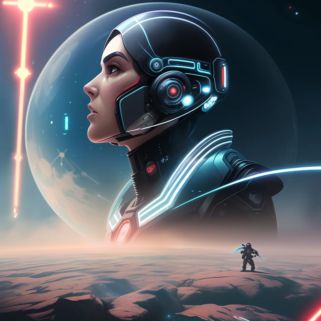 A woman in a futuristic suit with a sci-futuristic head, Deusa ciborgue no cosmos, retrato bonito sci - fi girl, arte digital sci-fi, Sci-Fi Digital Art Illustration, science fiction digital art, mulher scifi, bela arte sci fi, retrato futurista da mulher, menina bonita ciborgue, arte digital futurista, Retrato de uma mulher sci - fi