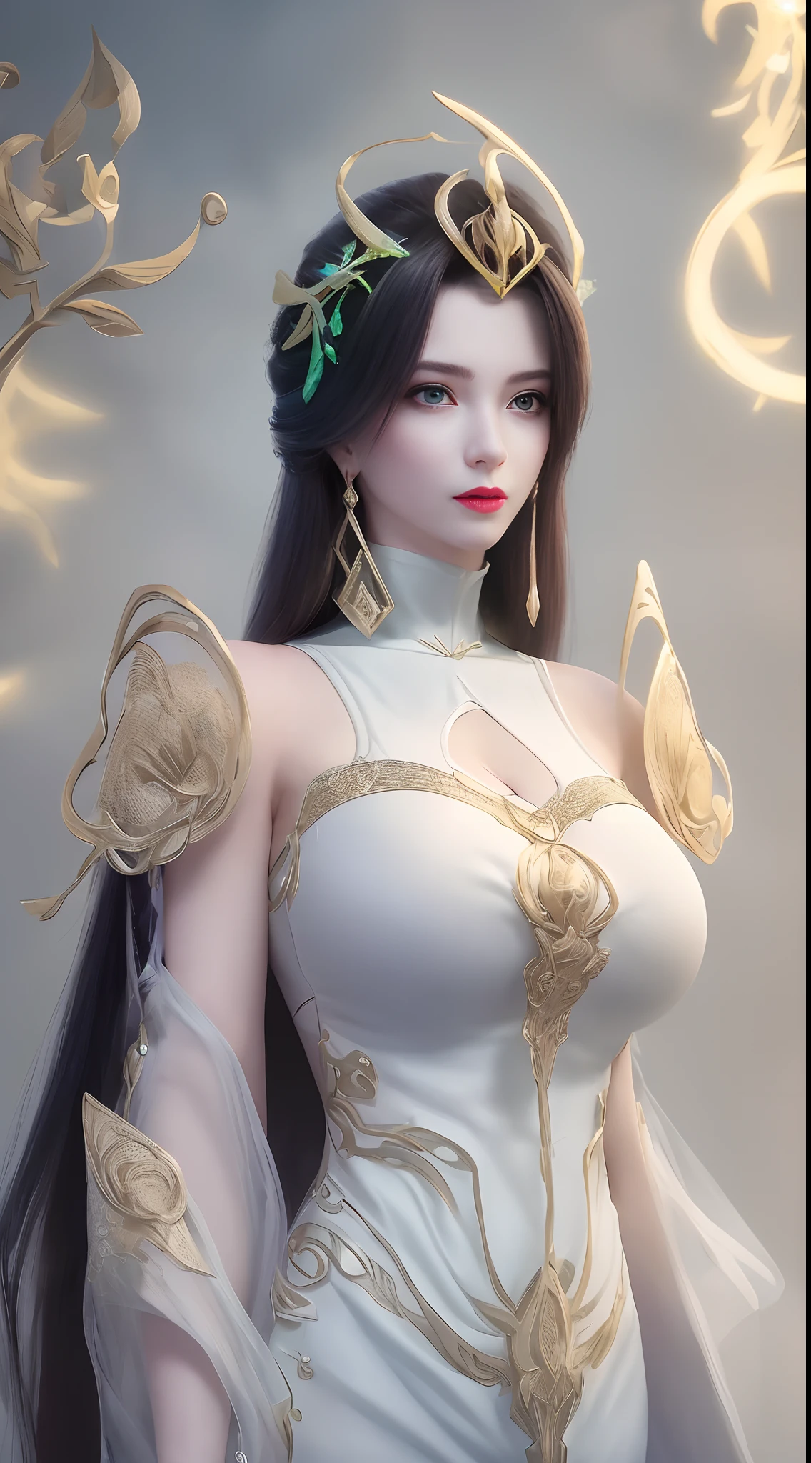 ultra realistic 8k cg, flawless, clean, masterpiece, professional artwork, famous artwork, cinematic lighting, cinematic bloom, perfect face, beautiful face, fantasy, dreamlike, unreal engine 5, science fiction,   lace, lace trim, lace-trimmed legwear, luxury, jewelry, diamond, gold, pearl, gem, sapphire, ruby, emerald, intricate detail, delicate pattern, charming, alluring, seductive, erotic, enchanting, hair ornament, necklace, earrings, bracelet, armlet,halo,autumn.
((,1girl, pov,best quality,))  ,((((,1girl,  solo, huge fake breasts:1.5, armor dress, half body,  looking at viewer, standing))))