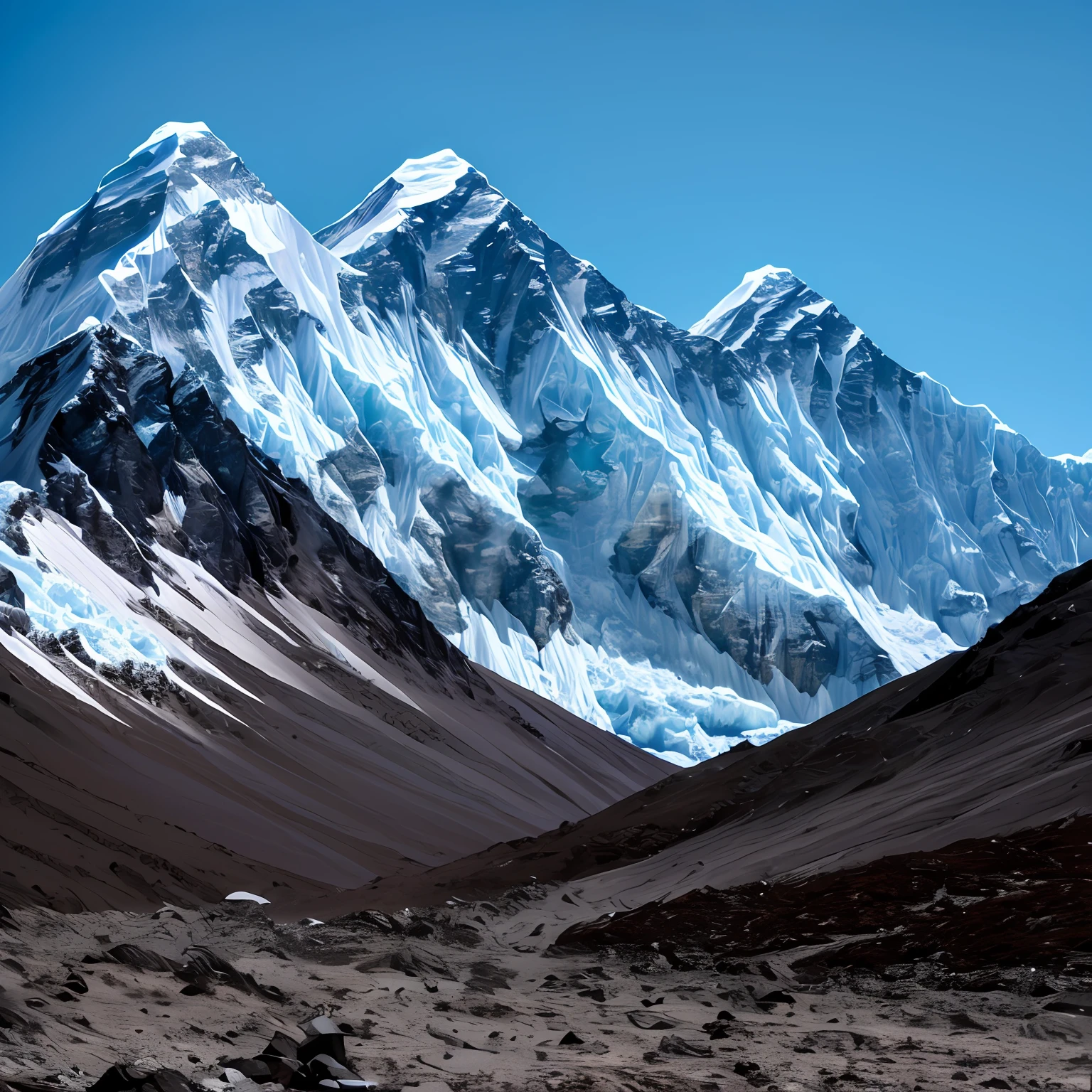 Foto RAW,
Everest, paisagem de inverno, montanhas com azul, brazi
, face, 8k uhd, dslr, soft-lighting, alta qualidade, grain of film, Fujifilm XT3