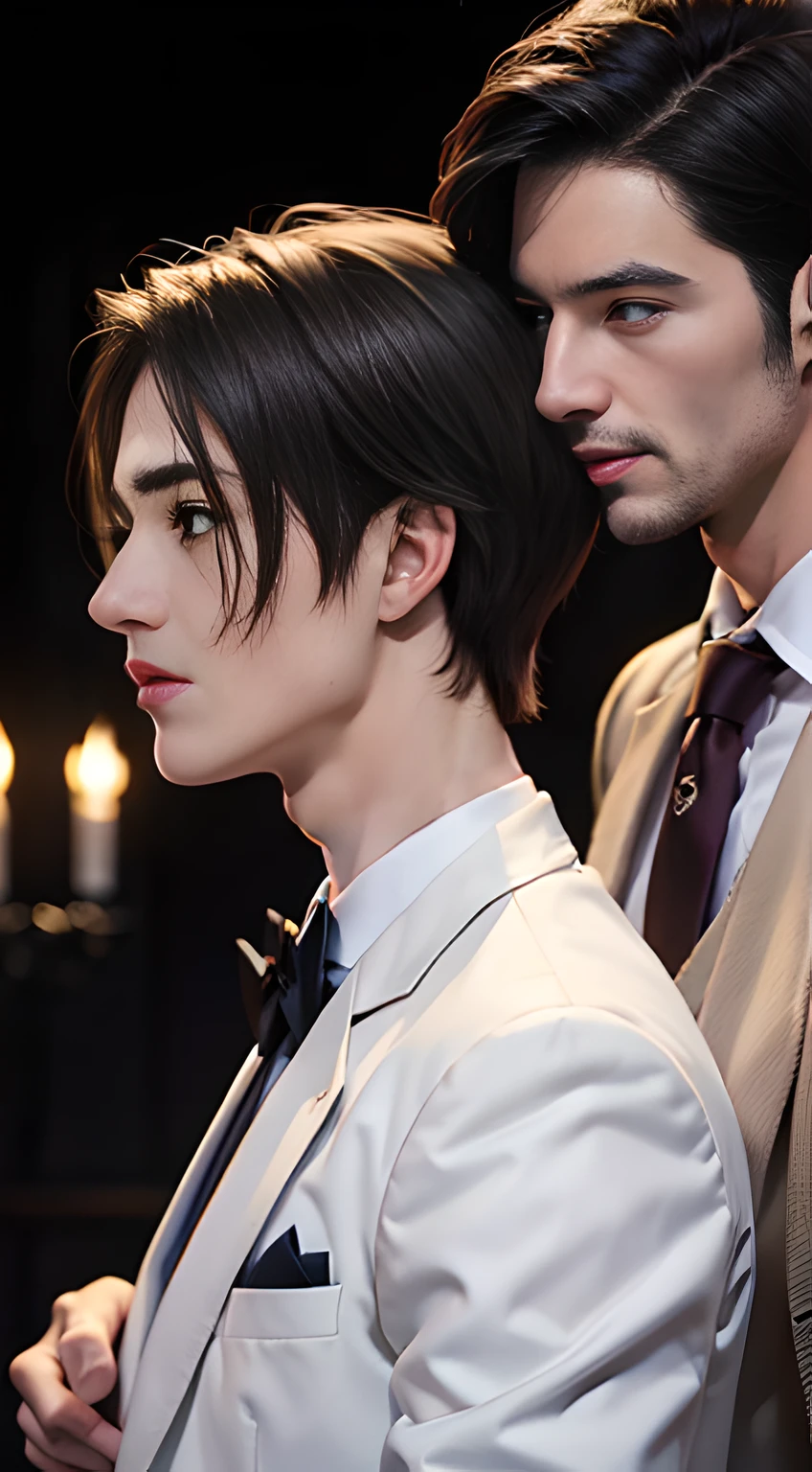 handsome young man in his 20s, Leon Kennedy, side view,