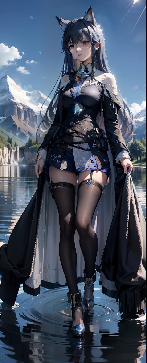 独奏,1 Orcs, Super tall,The temperament of a queen,tmasterpiece,best qualityer,Hyper-detailing,Full body illustration,Fine and detailed eyes and detailed face) garments:There are animal ears,Mature female orcs,cruel grin,There are clothes on the upper body,Wrap the whole body,The lower body is wearing animal skin shorts,Pantyhose, Show stockings,allure:Tall,Plump body,Wide buttock,Large,Strong,There are muscles,Very high,Go ahead,(big assa:1.3),(thick thight:1.3),Taller than a tree,Clouduilding, red clothes