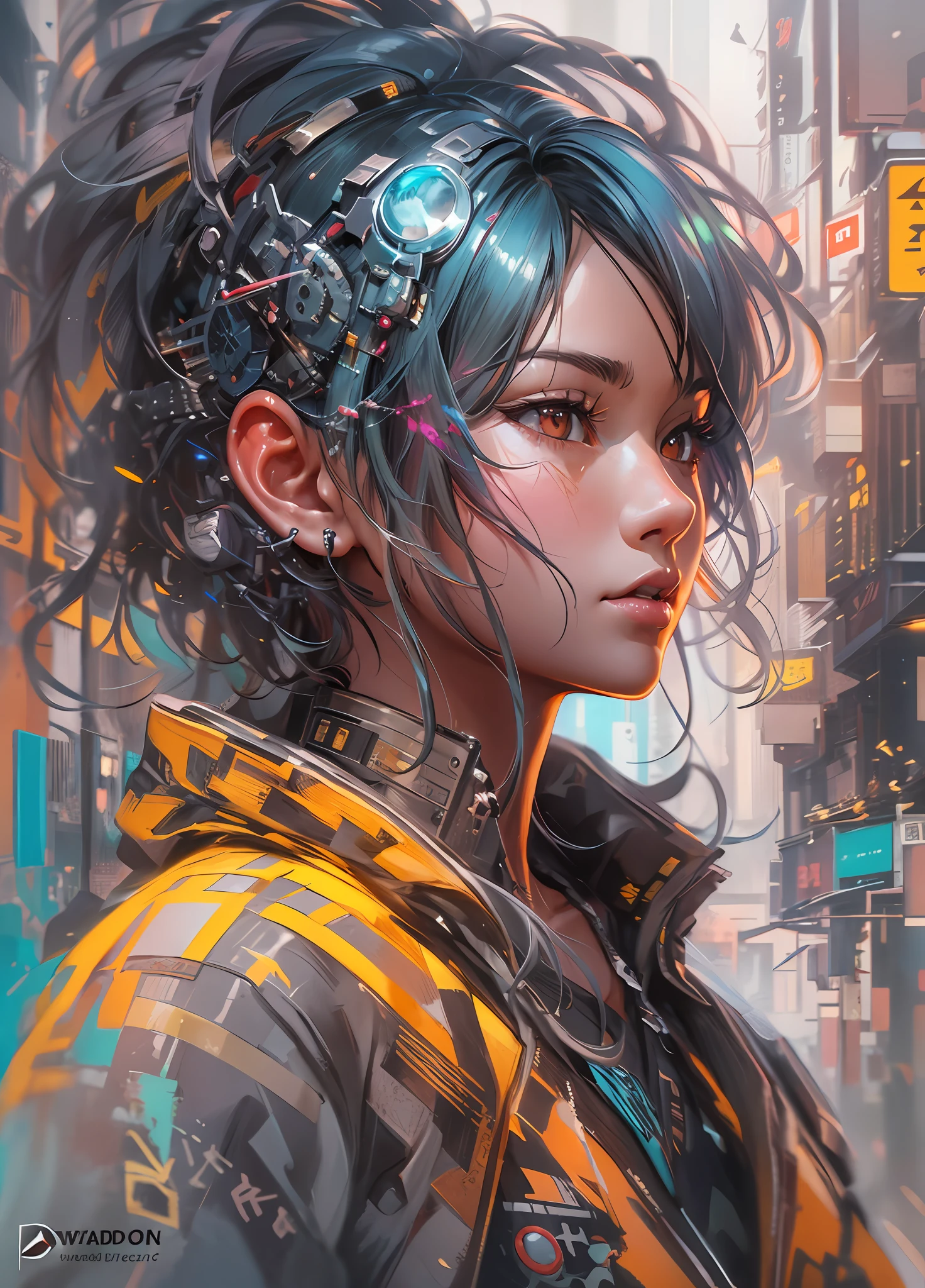 anime painting of cute asian cyberpunk female, shapeless cyberpunk hair, dynamic pose, elegant pose, bright colors, art by Carne Griffiths and Wadim Kashin Concept art, cyberpunk background, abstract beauty, near perfection, pure form, Golden Ratio, minimalism, concept art, intricate detail, 8k post-production, High resolution, super Detail, trending on ArtStation, sharp focus, studio photos, intricate detail, Very detailed, By Greg Rutkowski