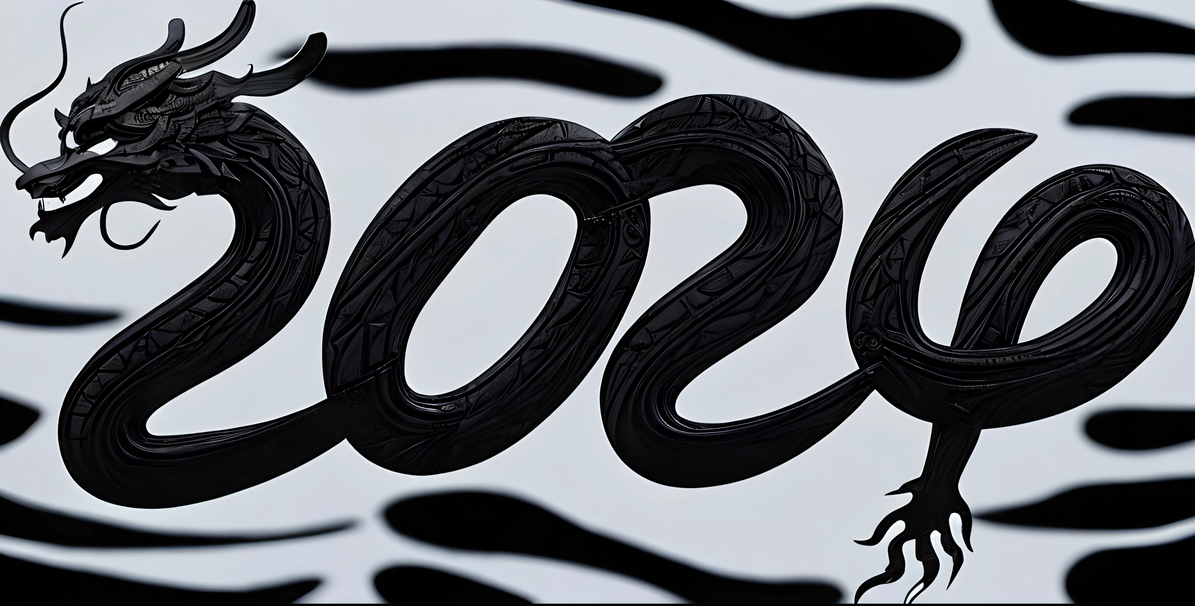 Black and white image of a dragon in 2024, 2 0 2 4 s Propaganda art, Smooth lettering, 2024, 2 0 2 4, 20k, 2024, logotype, 2024, 2 0 2 4, logo without text, 2024, 2 0 2 4,high definition detail