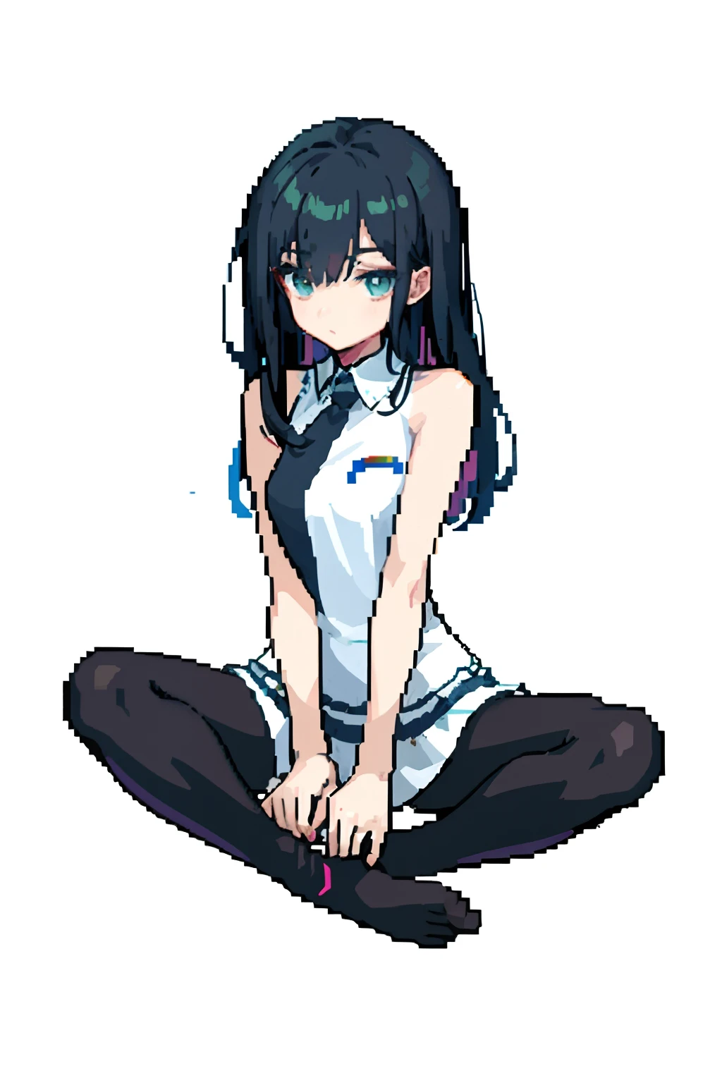 (tmasterpiece,top Quority,best qualtiy),pix,pixelart,1girll,full bodyesbian,bareness,Black stockings,Bare legged,Focus on depicting the feet