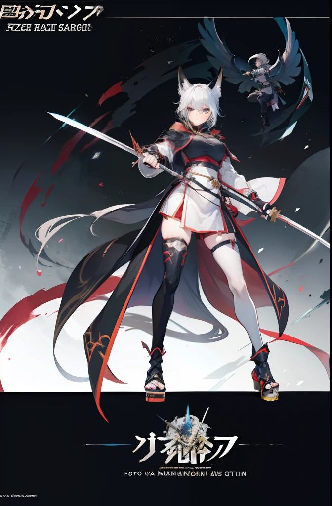 anime character with a sword and a cape holding a sword, fox nobushi, katana zero video game character, official character art, rogue anime girl, valkyrie style character, jrpg character art, knights of zodiac girl, ashe, anime woman fullbody art, female anime character, as a badass monster hunter, jrpg character, art of kirokaze pixel