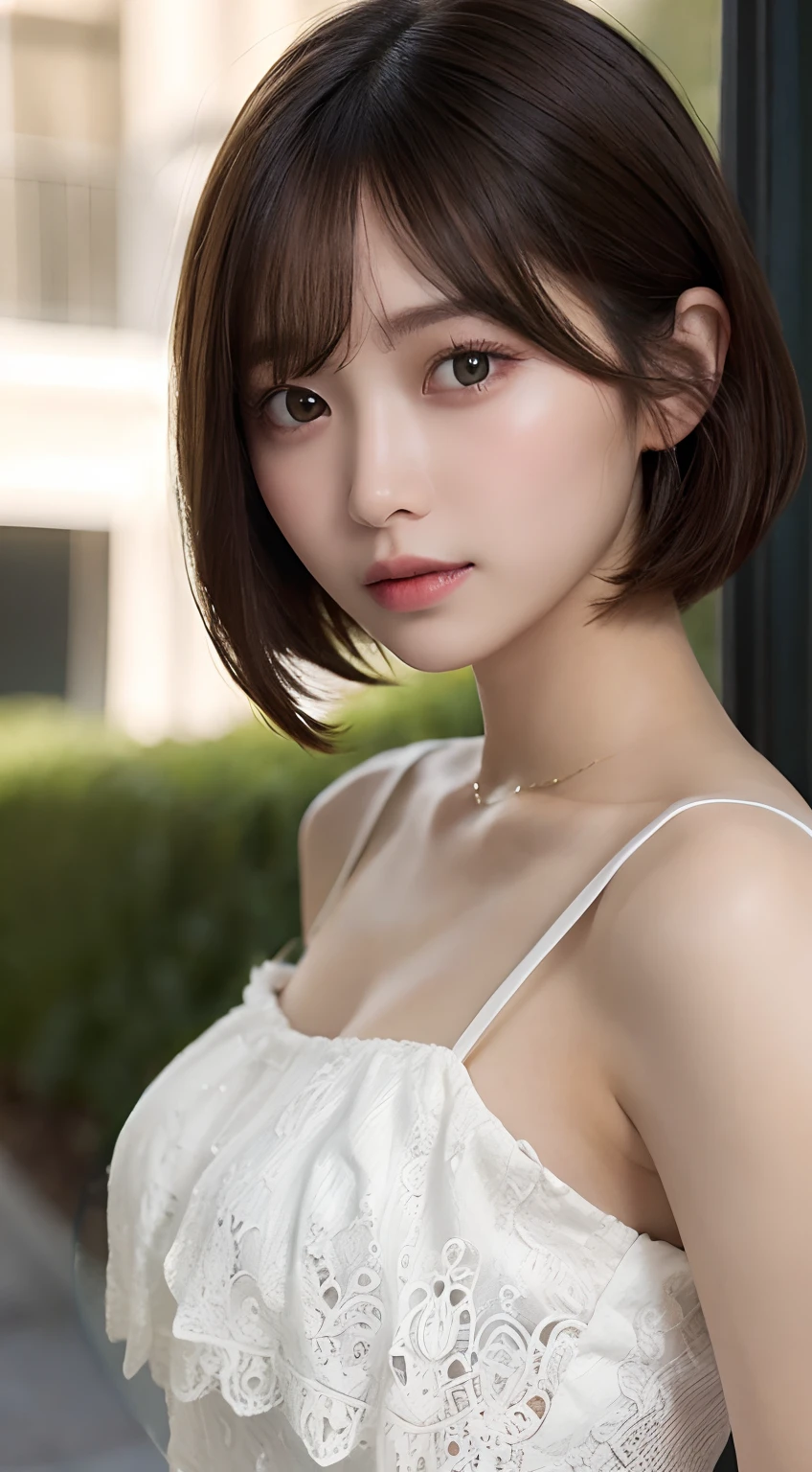 (Gyeongsan:1.5), Close up, Masterpiece, Best quality, Full anatomy, raw photo, photorealistic, Face, Incredibly ridiculous, Beautiful girl, Cute, Short hair, White underwear, depth of field, High resolution, Ultra detail, Fine detail, Very detailed, Very detailed eyes and face, Sharp pupils, Realistic pupils, Sharp focus, Cinematic lighting