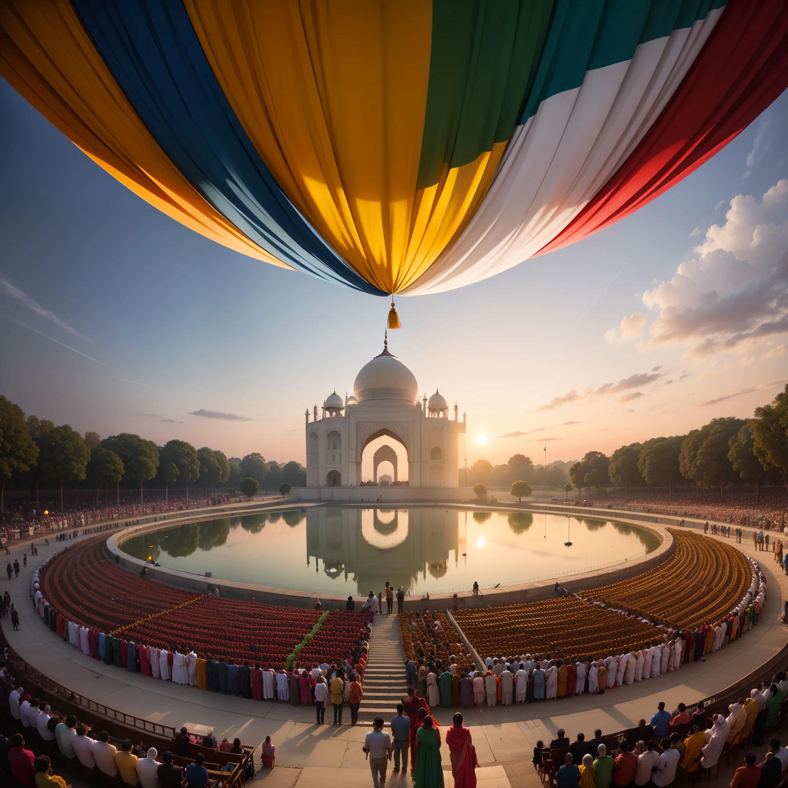 Imagine a heartwarming community gathering on India's 75th Independence Day, with families enjoying cultural performances, flag hoisting, and sharing stories of national pride
