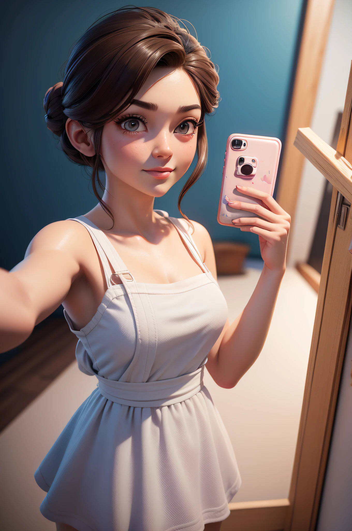 There's a baker taking a selfie together with his homemade buns, imagem de arte digital, pintura digital dos desenhos animados, arte digital. arte digital!!, pintura mate digital, Foto 3D, Foto 3D, pintura digtial, arte digital, mas foto, Foto realista, pintado digital, painitng digital