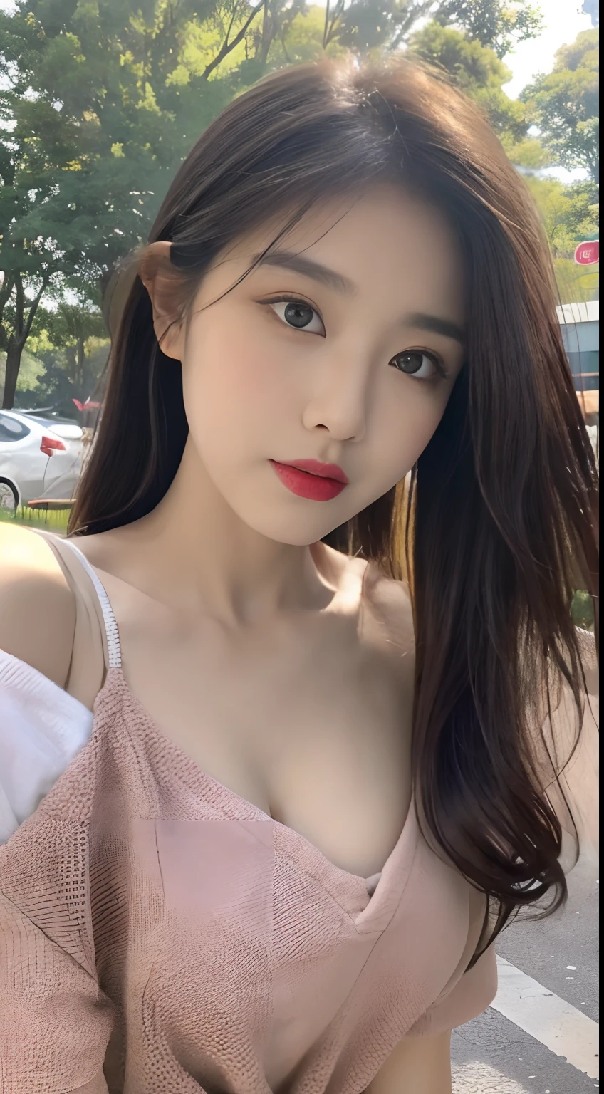 individual,young girl,24 years old, Red and white striped summer dress,fine hair, Detailed faces, beauty mark,whole body, milk ,long legs,black,short skirt, tied up hair