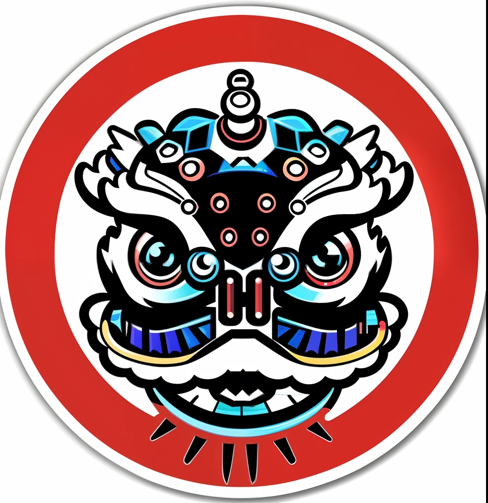 a sticker,black and white and red,vectorial art