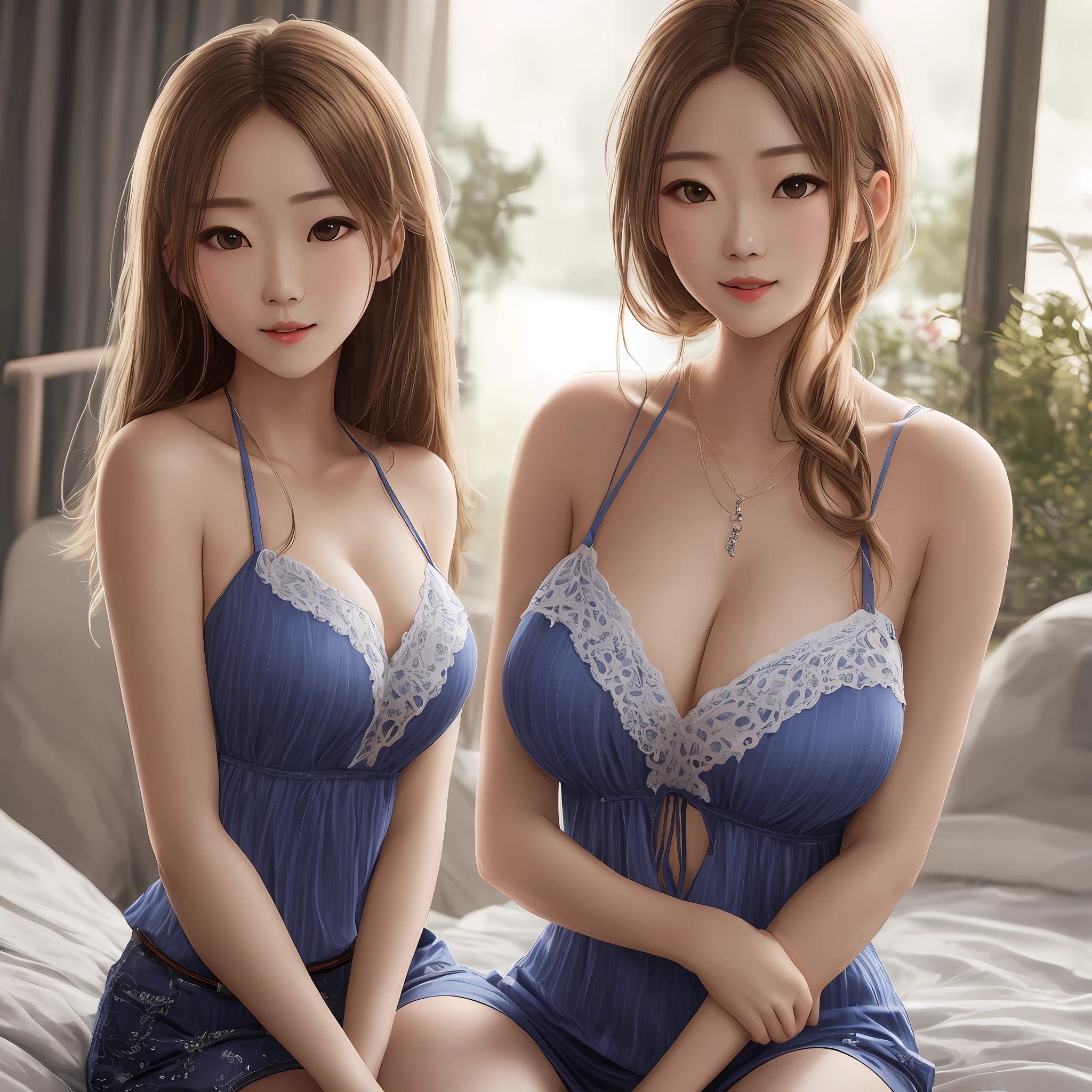 （（top-quality，8k，tmasterpiece：1.3）），Beautuful Women，Hide your face，1个Giant Breast Girl，big breasts beautiful：1.3，Slender abs：1.1，camisole，，dual horsetail，（sit on a bed），Super detailed face，Highly Detailed Lips，Detailed eyes，二重まぶた，Expose cleavage，blacksilk