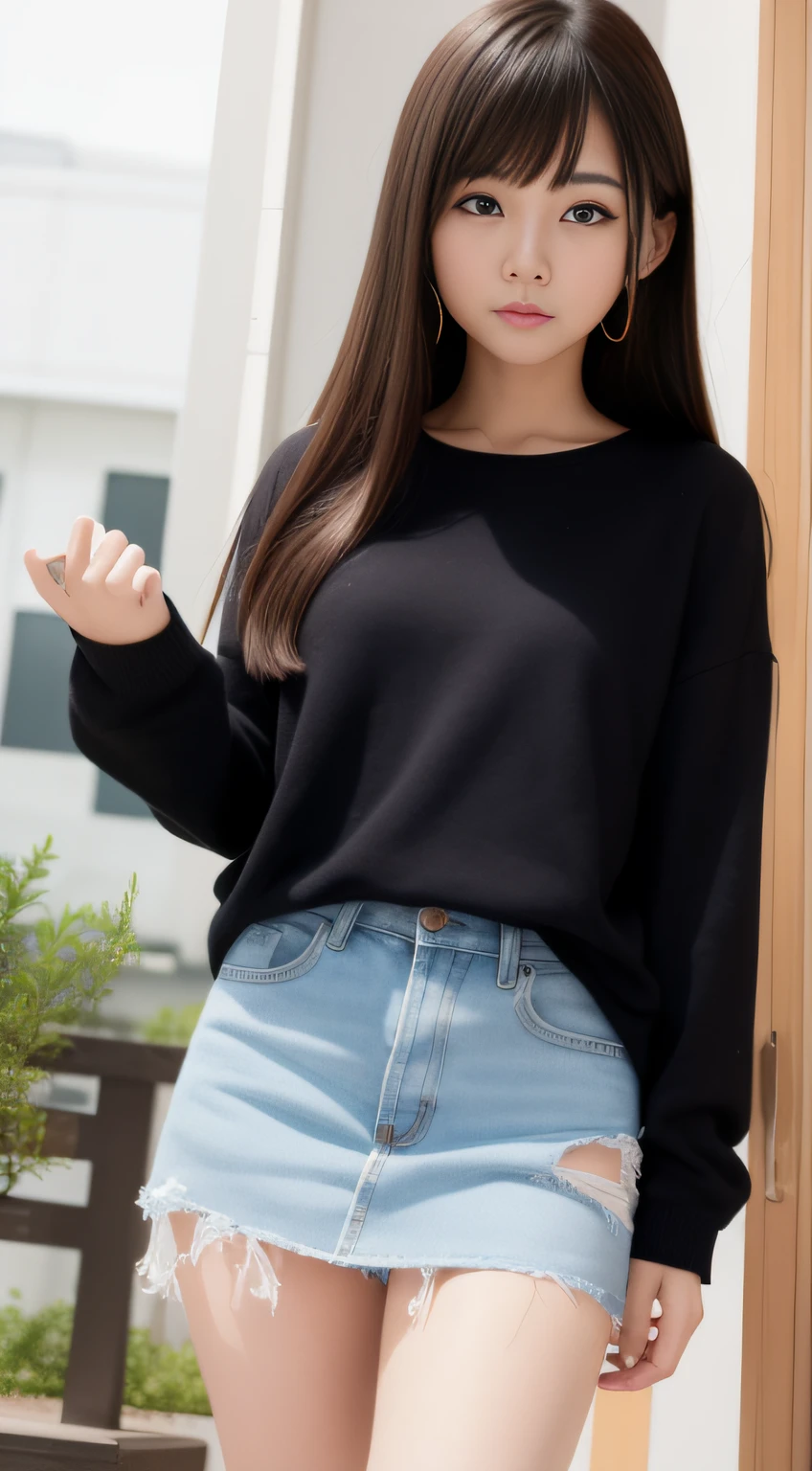 hightquality、masterpiece、ultra res、a beauty girl、cute girl face、having clothes are worn、a miniskirt、full bodyesbian、Famous actresses of Japan、very beautiful face