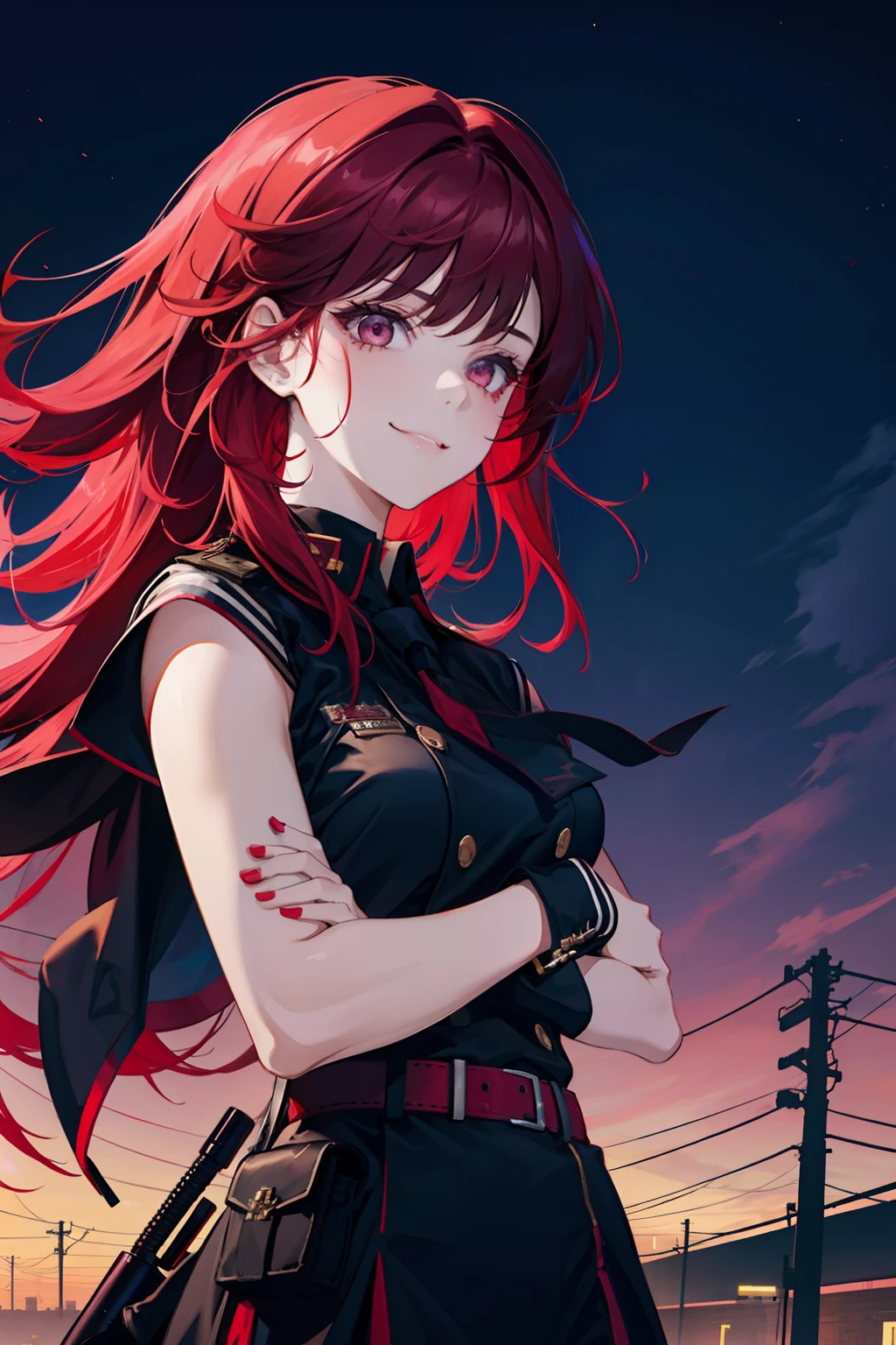 Redhead、cadaver、Covered in blood、Blood splatter、Dark shades、Red tint、