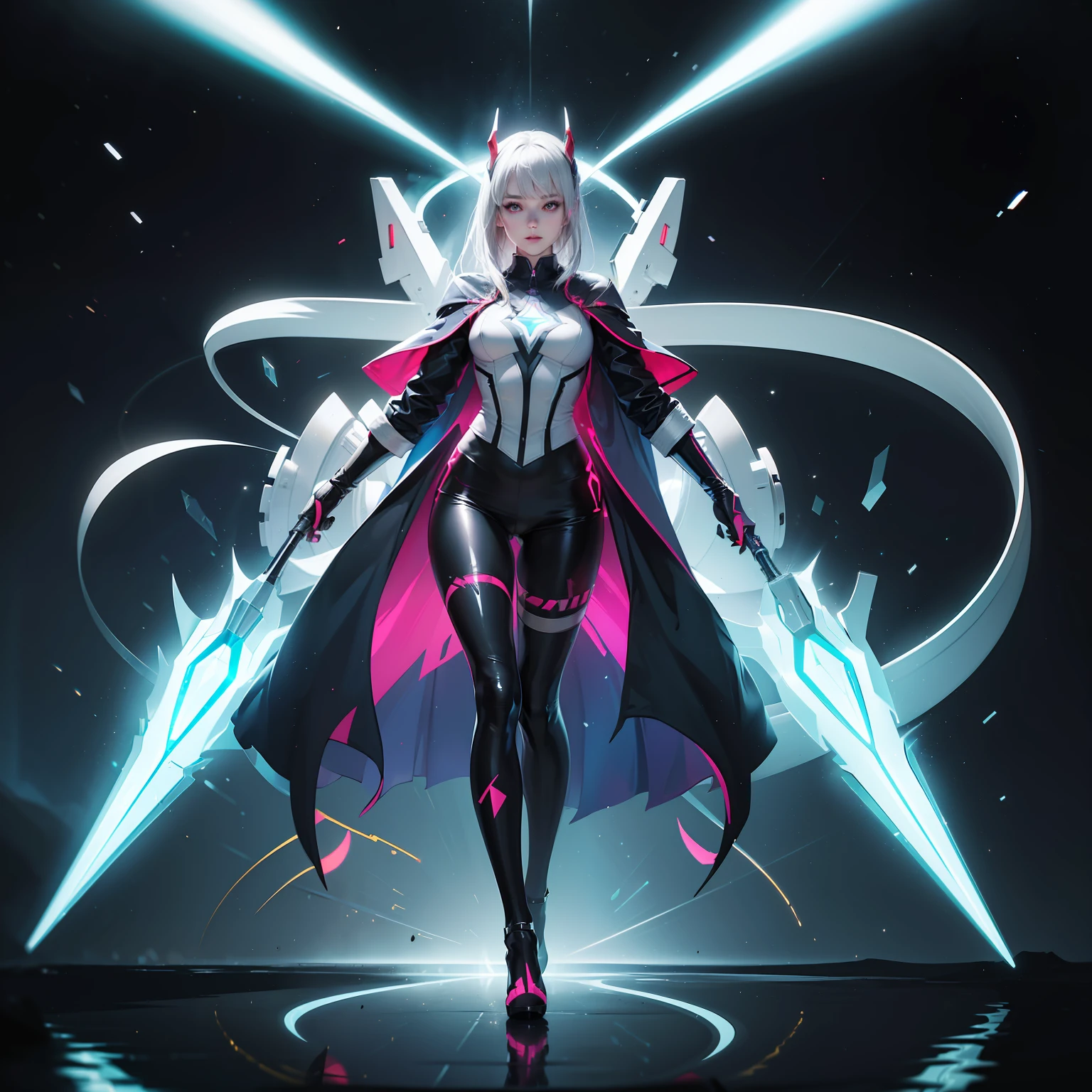 (full body:1.5),(1girl:1.3),(looking at viewer:1.4),(anatomy correct:1.3),(Wearing Printed Fantasy Ultraman tight and pointed high heels ,and Very thick Printed Pantyhose :1.35), (Light particle effect:1.3),(In pink | amarelo | blue colors| green color |red colors | white colors| black in color| purpleish color| greys| Beige| Flesh color 1.4),(Glowing eyes:1.3),(Large amplitude action: 1.3),(Accurate and perfect face:1.4),(Clothing Highly reflective:2),(Skin reflection:1.25),hyper HD, Ray traching, reflective light,structurally correct, Award-Awarded, high detal, lightand shade contrast, Face lighting,cinmatic lighting, tmasterpiece, super detailing, high high quality, high detal, best qualityer, 16k,high contrast,