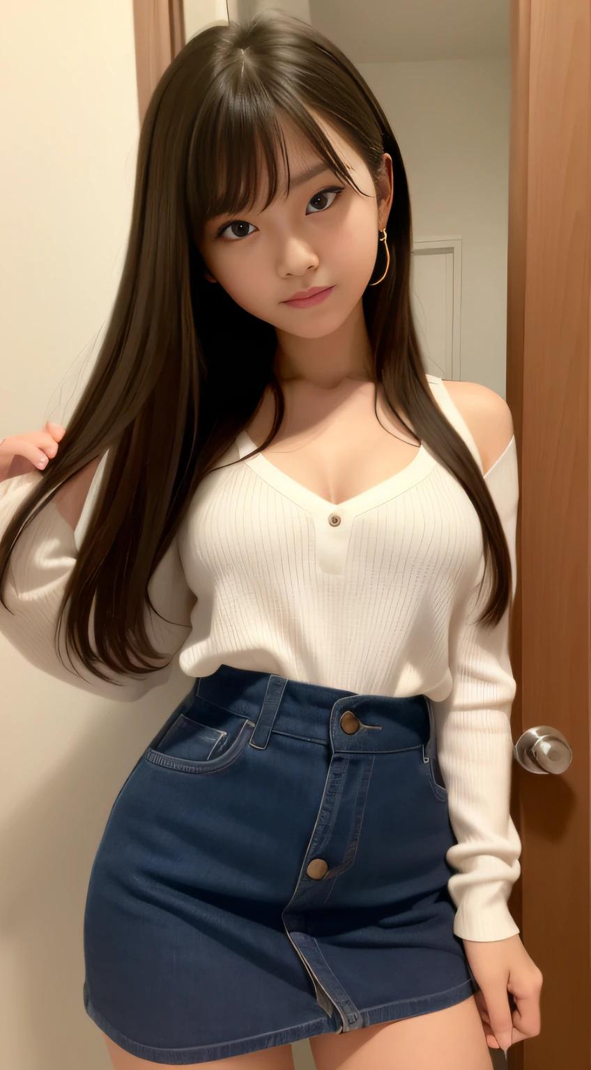 hightquality、masterpiece、ultra res、a beauty girl、cute girl face、having clothes are worn、a miniskirt、full bodyesbian、Famous actresses of Japan、very beautiful face