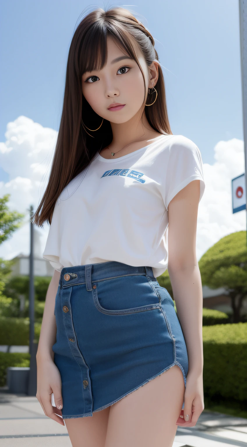 hightquality、masterpiece、ultra res、a beauty girl、cute girl face、having clothes are worn、a miniskirt、full bodyesbian、Famous actresses of Japan、very beautiful face