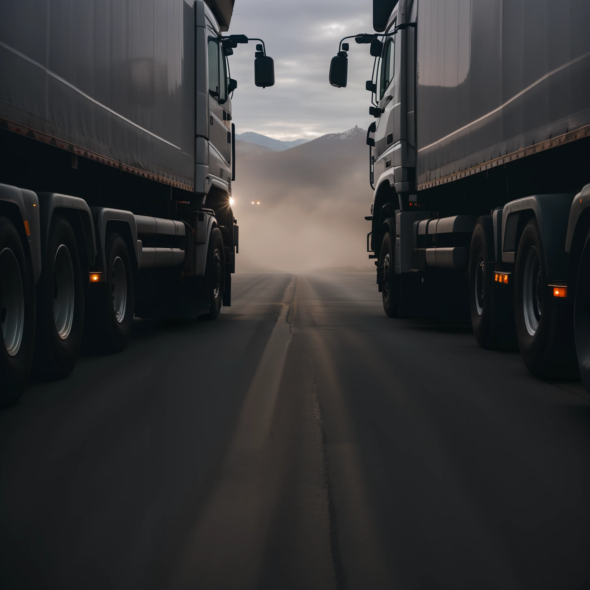 parked cargo trucks