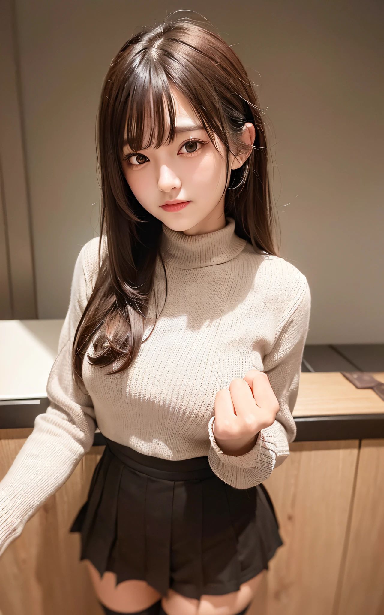 (8K:1.2), (Raw photo:1.2), (Best Quality:1.2), ( masutepiece:1.2), high-definition RAW color photography, Professional Photography,
cowboyshot, (Best Quality),
19 years old 1 person, Solo, Cinematic Light, (finerly detailed face:1.2), (masutepiece:1.5),
(Best Quality:1.2), (Smiling:1.1), profile, (Looking at Viewer:0.7), (In the lecture room:1.3), (Long knit sweater:1.2), (Close-up of Ryokizettai:1.2), (black thighhighs:1.3), (White panties:1.0), Dark Red Check Pleated Skirt, (Skirt lift:1.2), side-tie panty, doggystyle, (Dynamic Pose:1.1), (light brown hair:1.2), NSFW, Shoot from behind, From below
