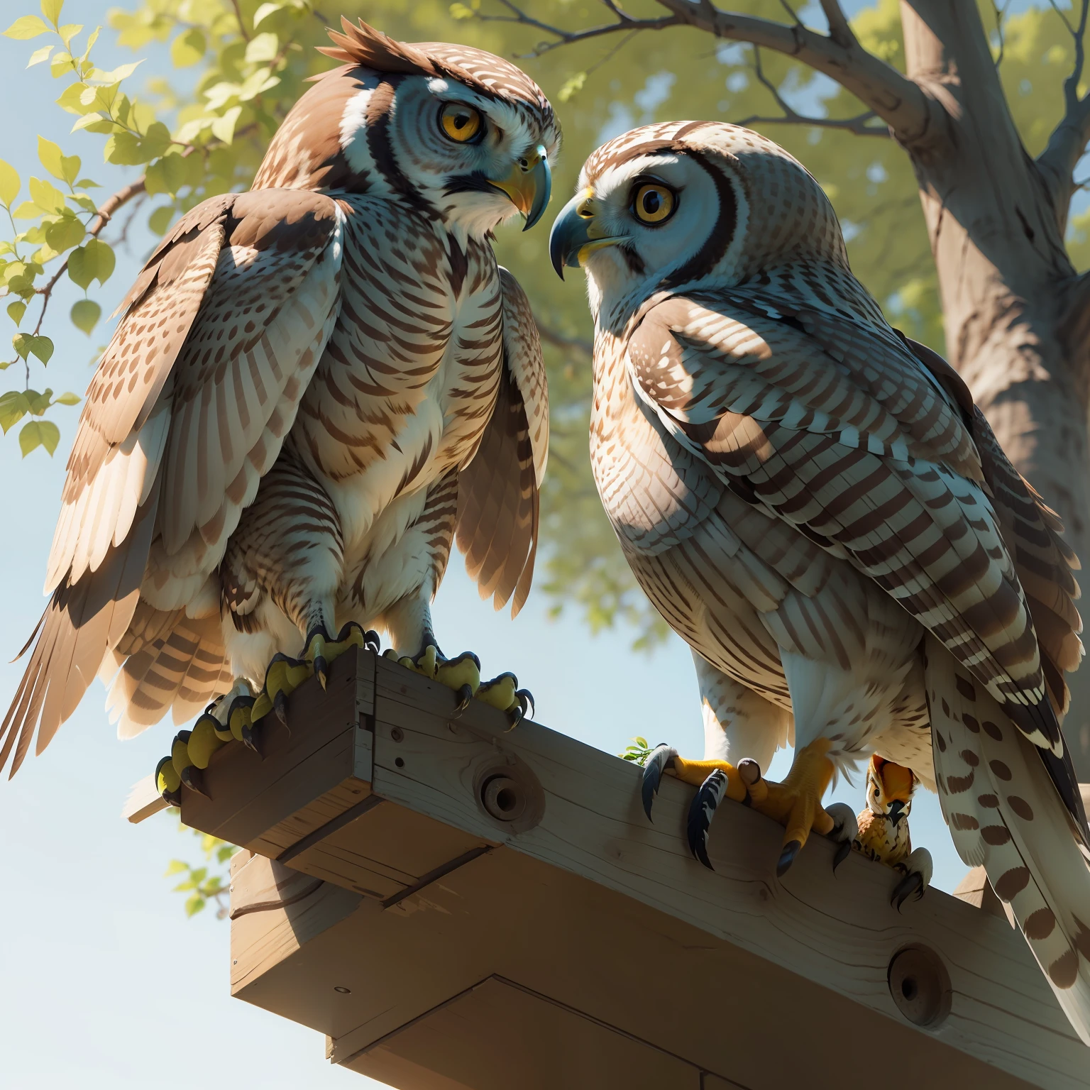 falcon and owl talking
