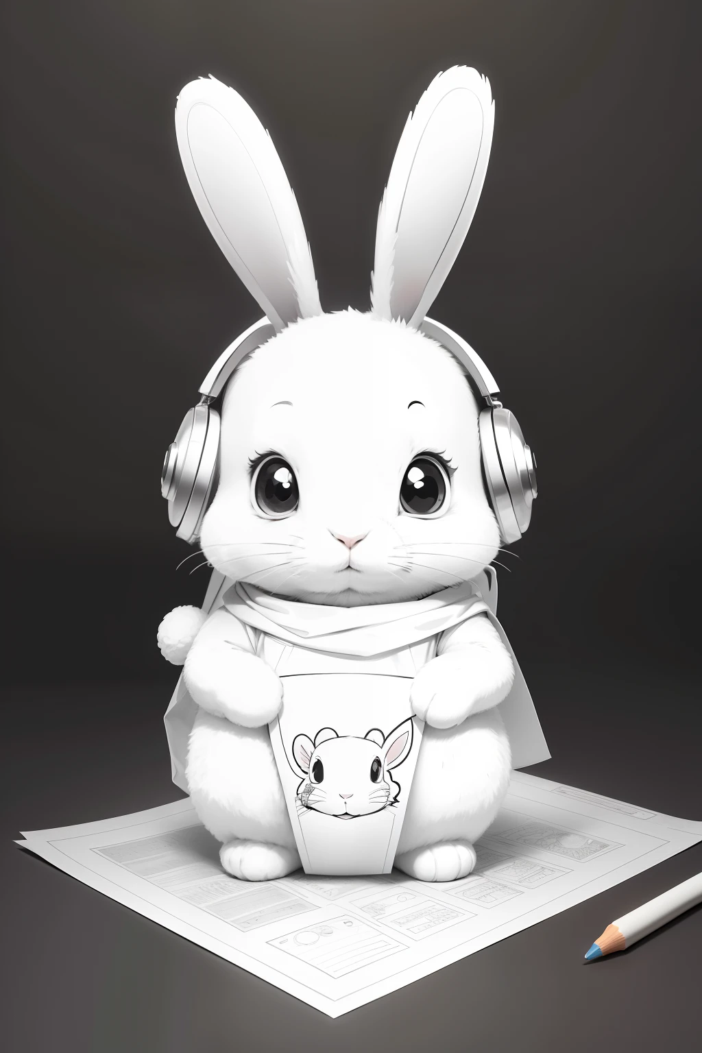 Coloring page for kids, rabbit