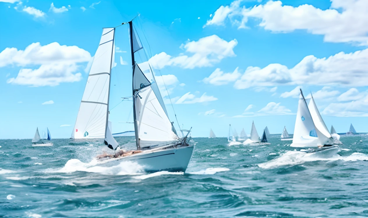 Several sailboats sail in the open water on sunny days, author：Nico Henrikan, author：Emma Andievska, A sailboat soaring in the wind, author：Anna Heifesch, 🤬 🤮 💕 🎀, author：Emmanuel Witz, author：Caroline Meitinger, astonishing detail, author：Charlotte Harding, by Daniel Seghers
