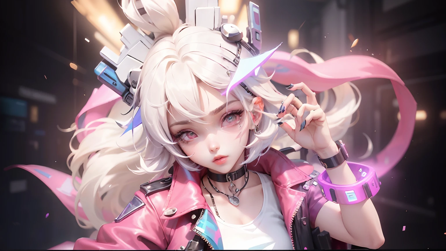 Beautiful woman medium hair, wearing cap, cyberpunk style short clothes, cyberpunk police woman, tomboy