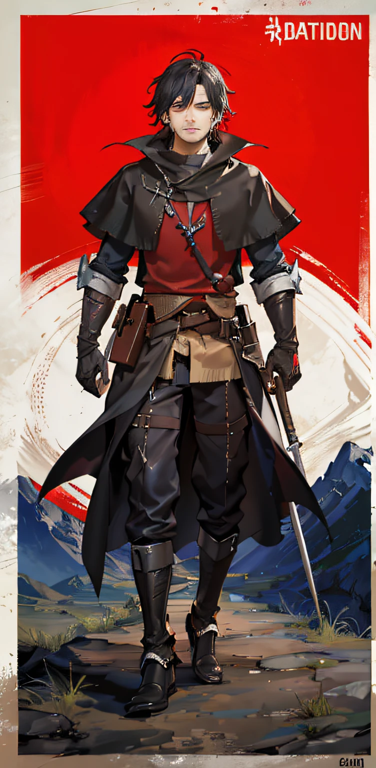 Character, Priston, the Outlaw, was a dark and mysterious man who roamed the kingdom's roads, always on the run from the law and authorities. He was known for his ability to sneak in the night, and for his combat skills that always surprised his opponents. Priston was a skilled fighter who became a legend in the kingdom, but he preferred to live a nomadic and solitary life as an outlaw., comic style