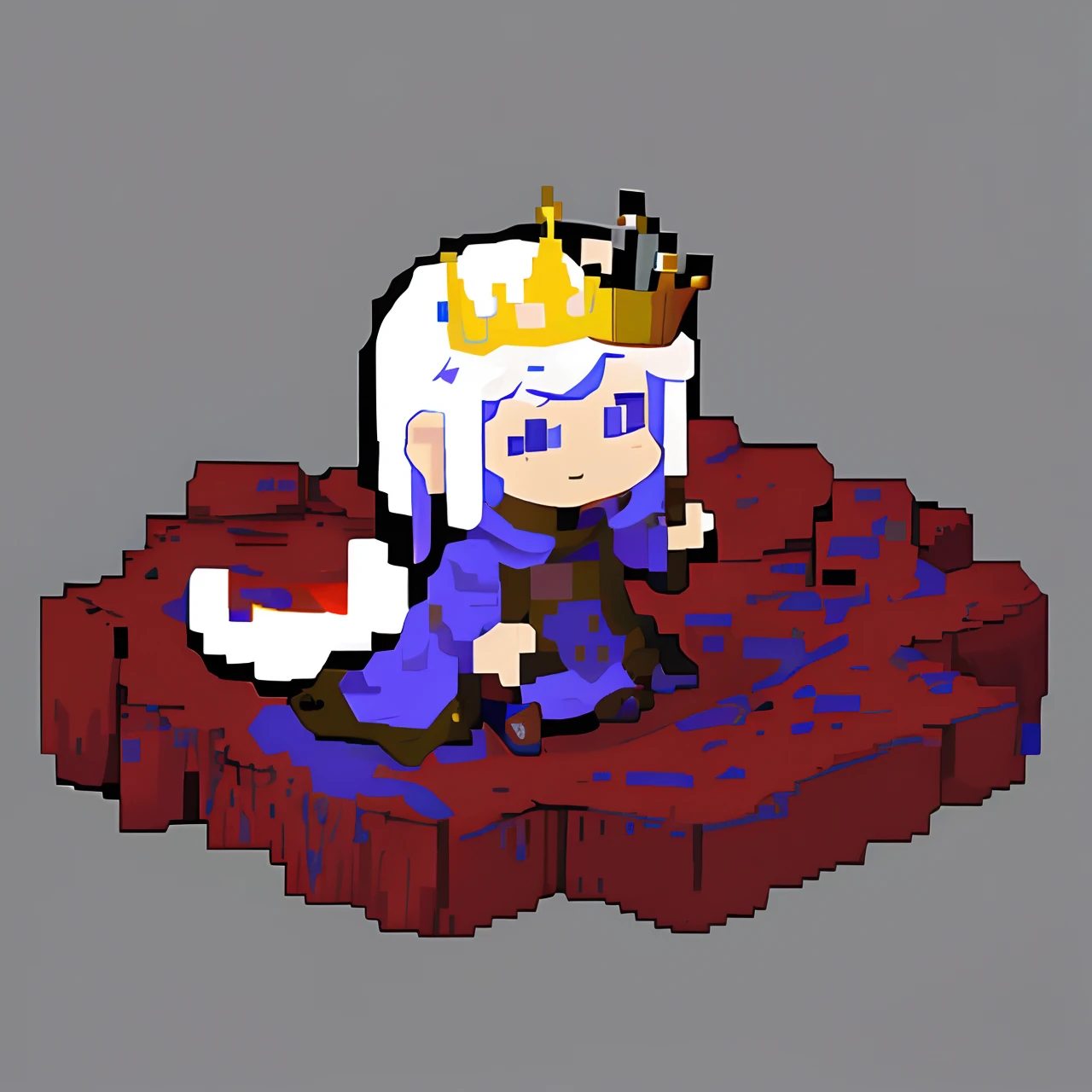 There is a two-dimensional image of a man wearing a crown, /r/pixelart, #pixelart:3, an exhausted deity, pixel art sprite, #pixelart, # pixelart, slightly pixelated, pixelart, 2 d sprites, 《Ghost Wind Special Assault Team》The art of pixels, concept pixelart, 1 0 0 0 x 1 0 0 0 pixel art, pixel art animation