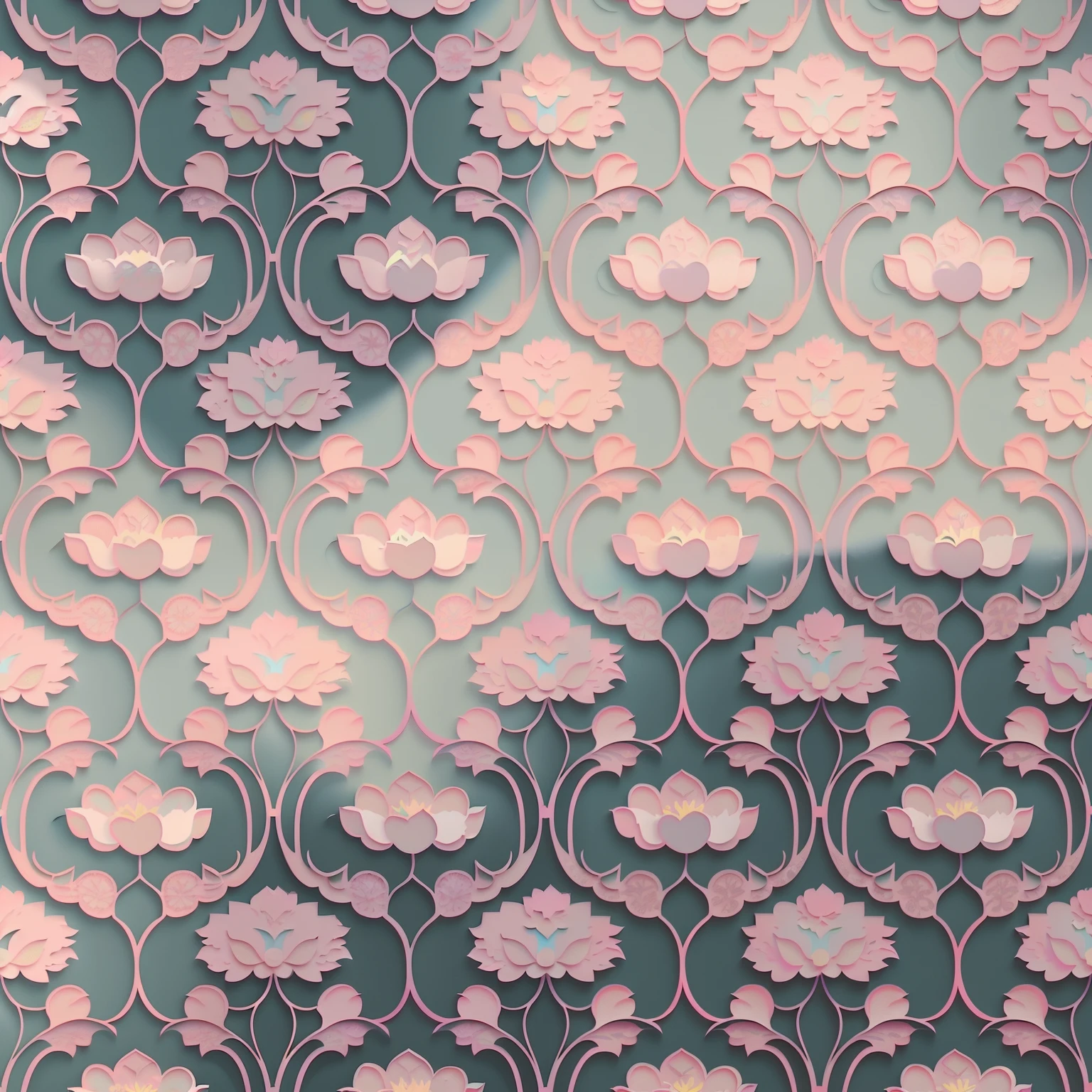 Flat style wallpaper, vector style floral vine pattern with pastel color tones including old pink, pastel blue, light blue, beige, soft purple, soft yellow and white without obvious shadows.