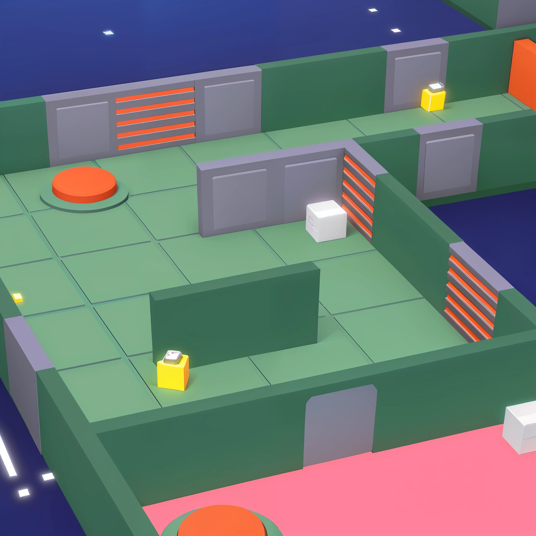 um close up de um jogo de computador com um monte de objetos, incredible isometric screenshot, isometric game, Fotografia da sala 3D iOS, level design, Portais de cubo, estilo de jogo interno, Unity Captura de tela, isometric 8k, Captura de tela de jogabilidade interior, captura de tela do jogo, isometric futuristic game, videogame ainda, na captura de tela do jogo, isometric art