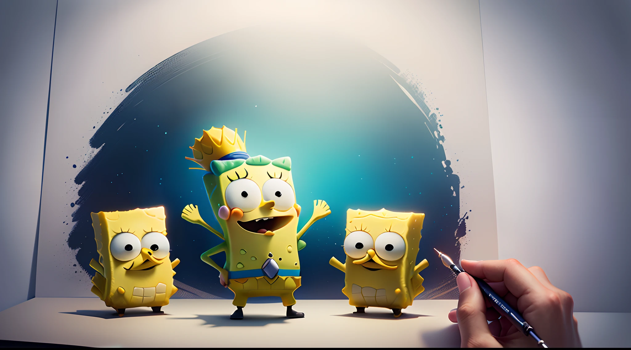 Draw a picture of SpongeBob in the style of legend