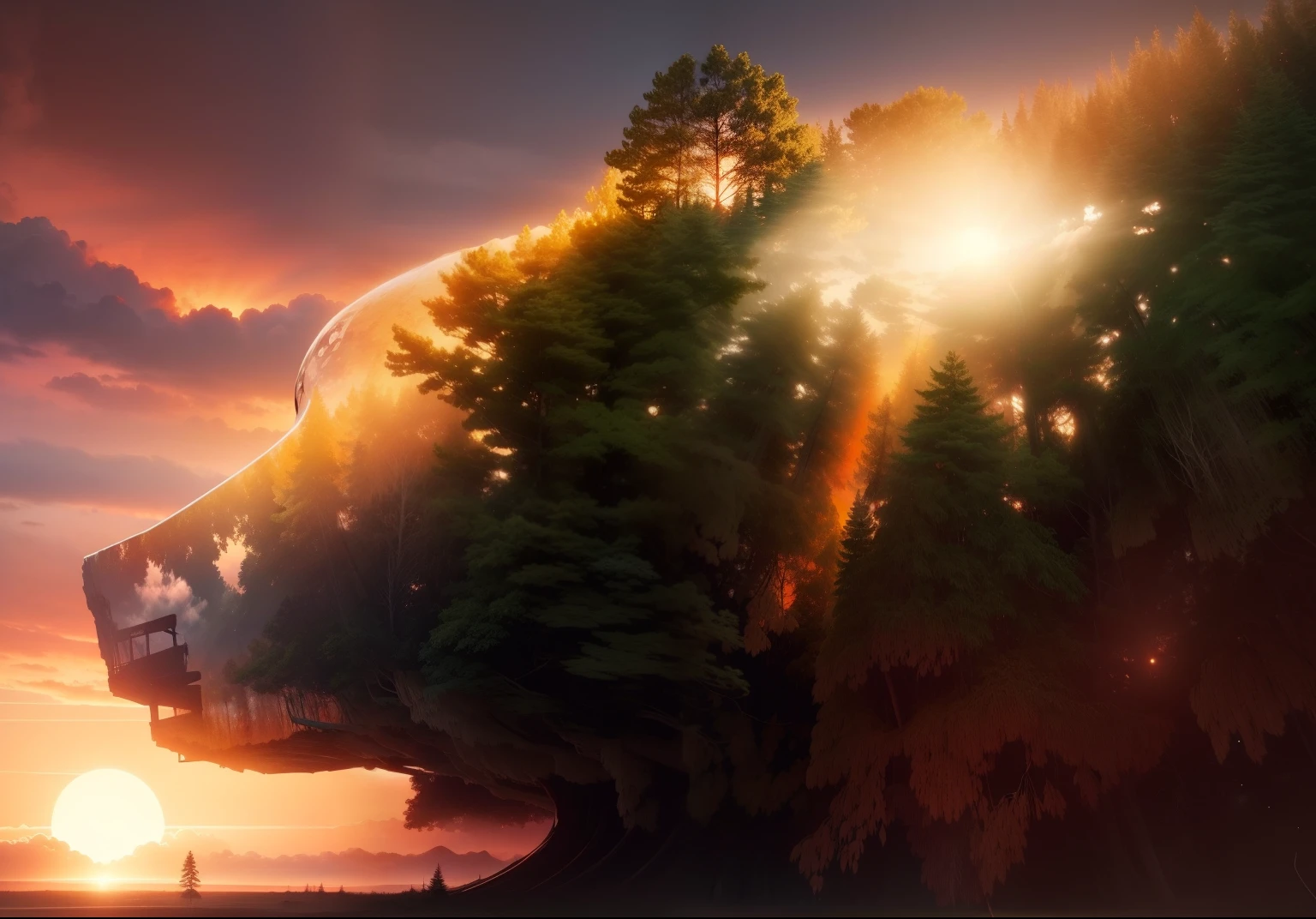 Change backround and sky sunset,forest