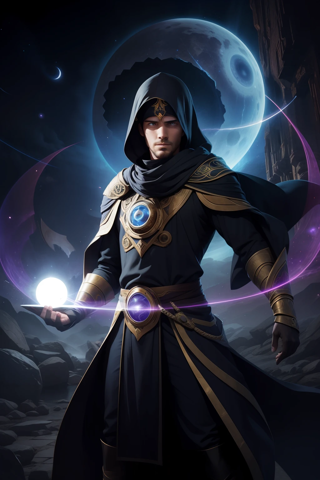 mtu,The image of the prophet,The background is the image of the Void Eye,The body floats,Spell casting action