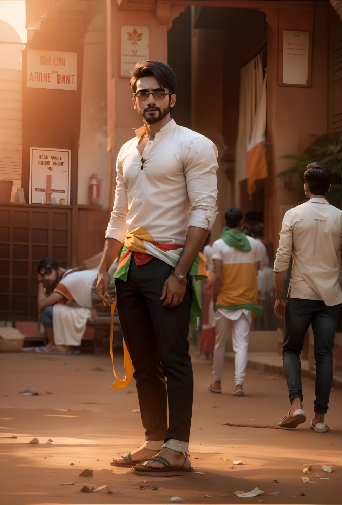 Background change breakup India flag handsome boy real face sunset 8k