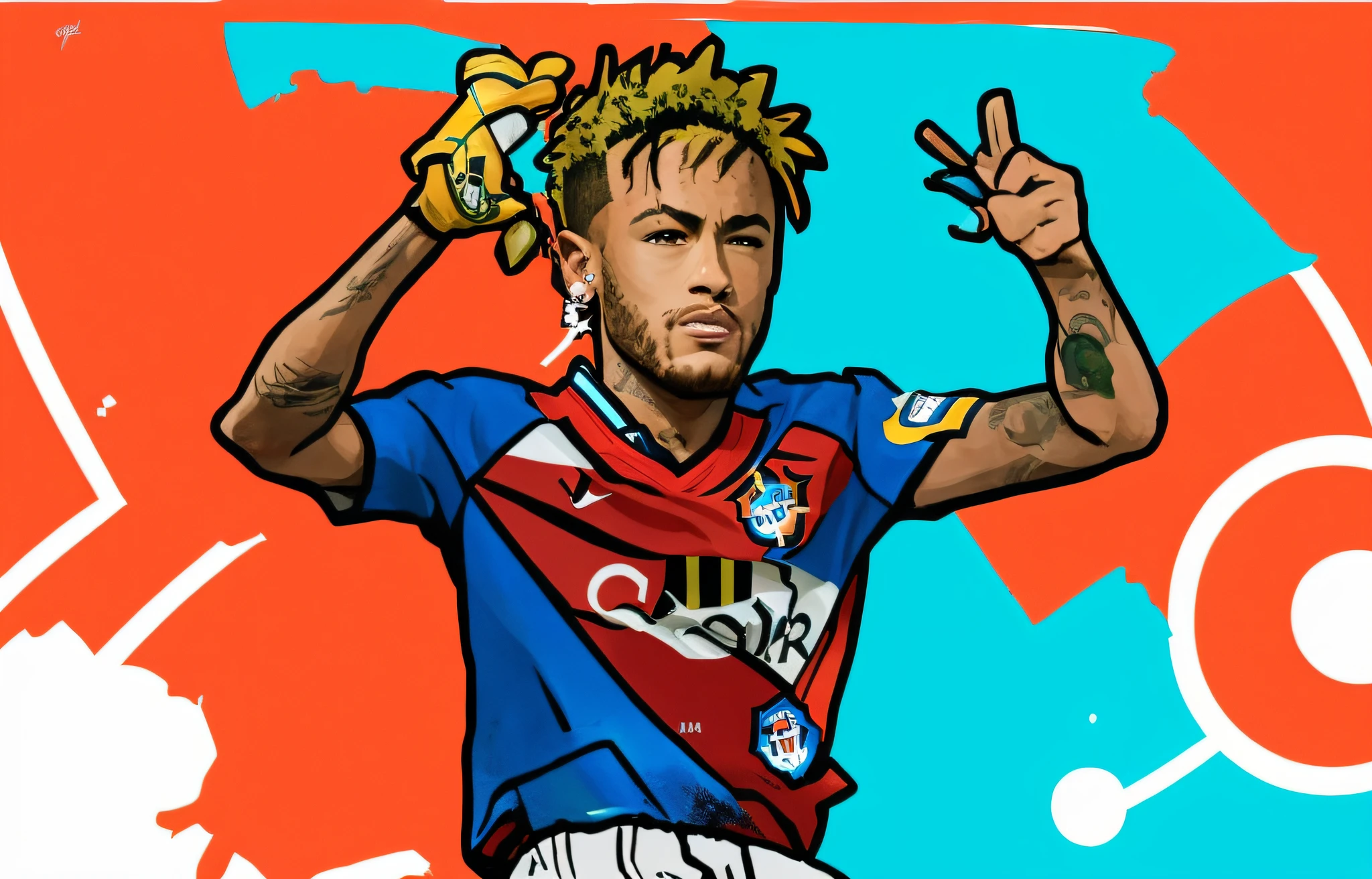 There is a painting of a man with a baseball glove in, inspirado em Jules Tavernier, Neymar em Fortnite, inspirado em Oswaldo Viteri, neymar jr, [ Arte Digital ]!!, Tinta Dital, kentaro miura manga art style, neymar, official fan art, Arte Digital!!, # 1 pintura digital de todos os tempos