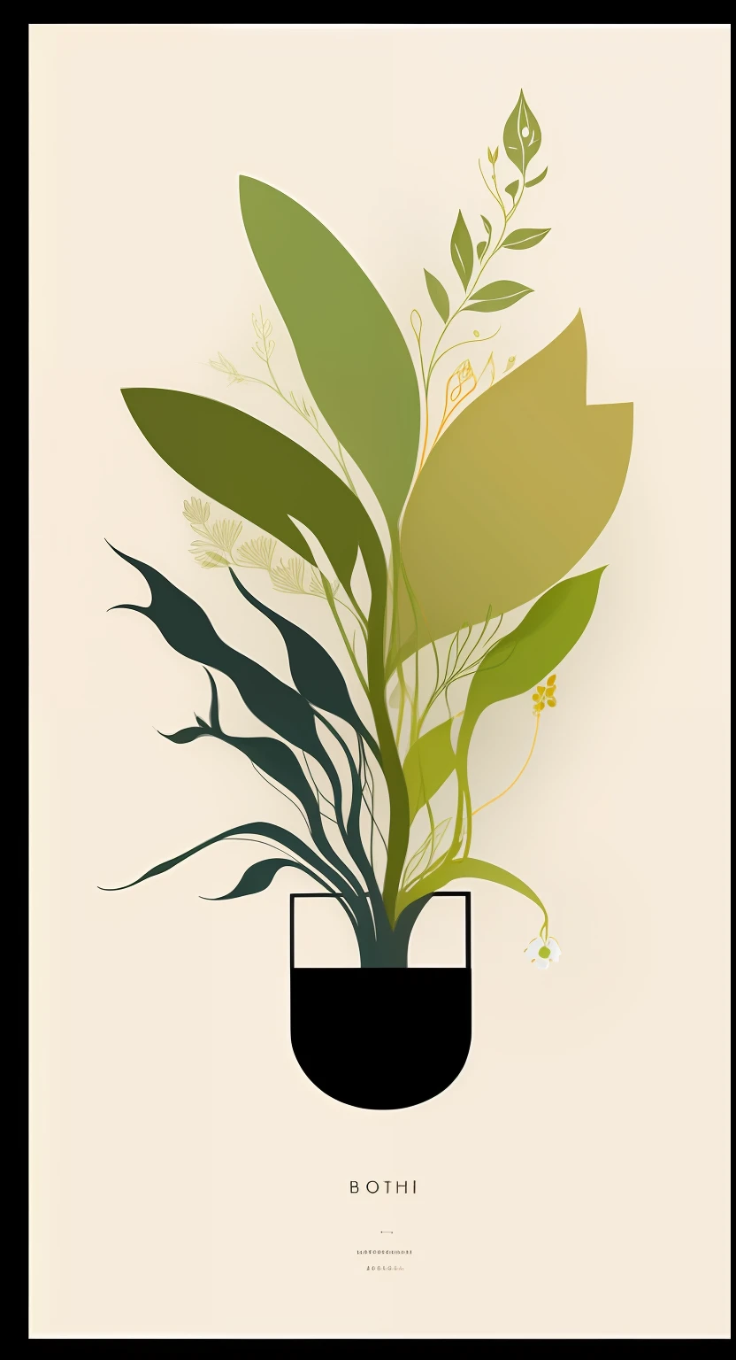 Boho Modern Botanical Art design, minimalist