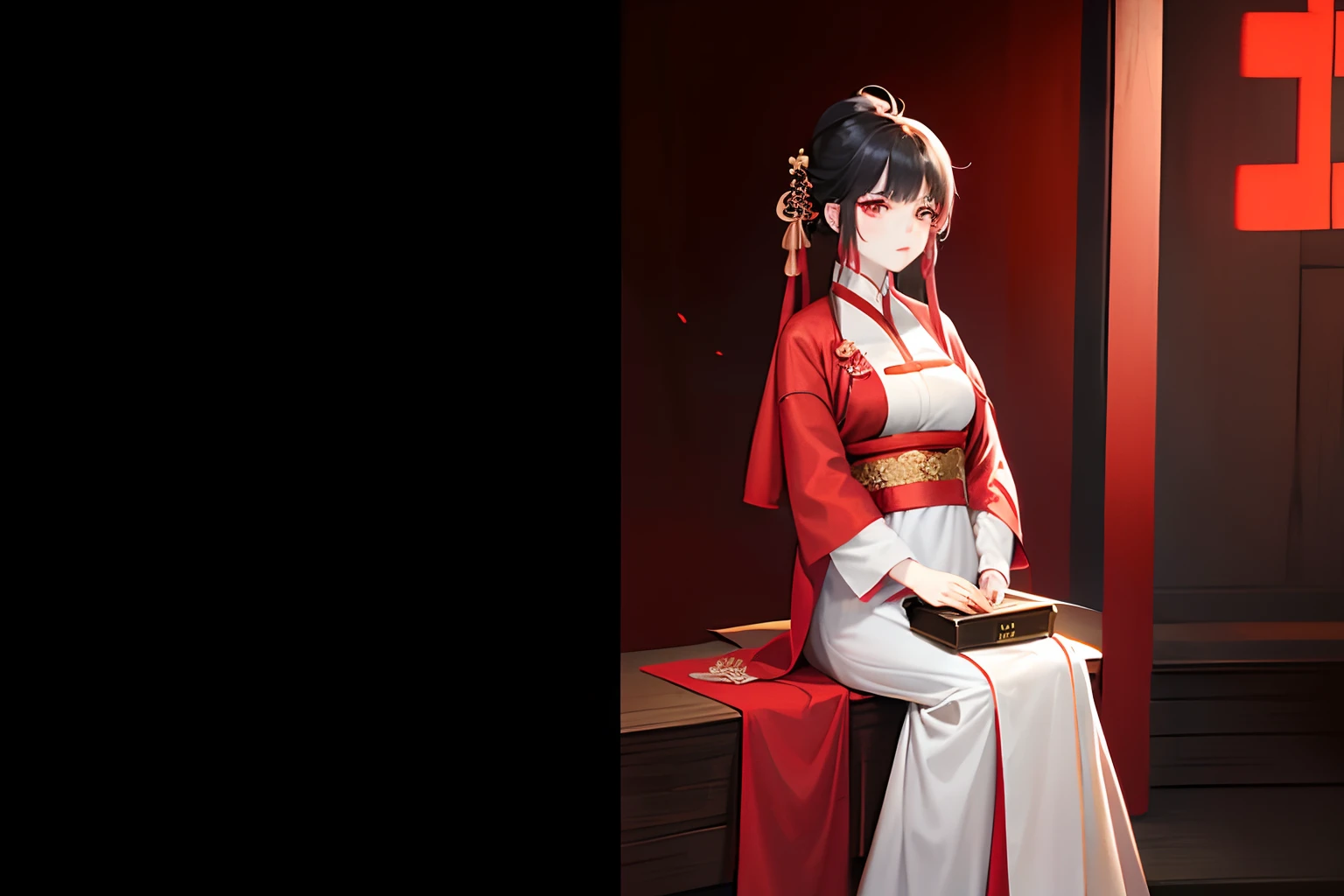 Chinese woman in red dress and white cardigan, White Hanfu, Hanfu, with acient chinese clothes, Traditional Chinese clothing, Wearing ancient Chinese clothes, Palace ， A girl in Hanfu, heise-lian yan fang, full-body xianxia, Yun Ling, Chinese dress, Inspired by Huang Ji, shaxi, dressed with long fluent clothes