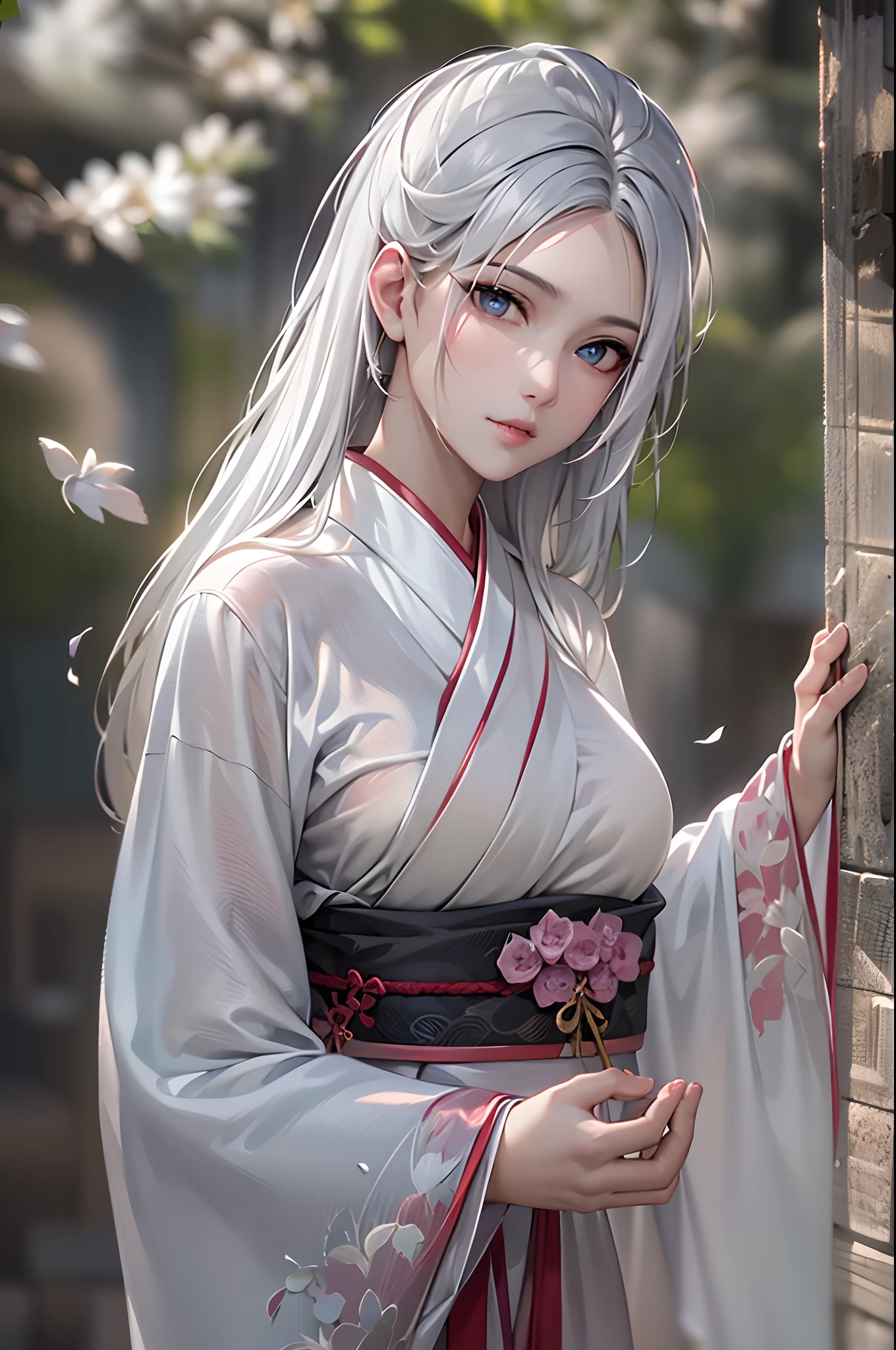 ulzzang-6500-v1.1,(raw photo:1.2),((photorealistic:1.4))best quality ,masterpiece, illustration, an extremely delicate and beautiful, extremely detailed ,CG ,unity ,8k wallpaper, Amazing, finely detail, masterpiece,best quality,official art,extremely detailed CG unity 8k wallpaper,absurdres, incredibly absurdres, huge filesize, ultra-detailed, highres, extremely detailed,beautiful detailed girl, extremely detailed eyes and face, beautiful detailed eyes,light on face,cinematic lighting,((Hanfu)),1girl,full body,full-body shot,see-through,looking at viewer,((white hair)),((bliss))