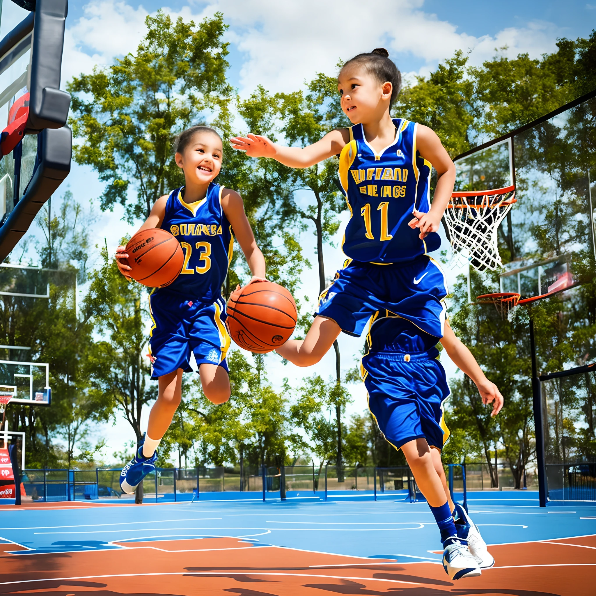 basketball playground,A young and cute girl,Playing the Basketball,Wear a basketball vest,The number is 13,shorter pants,cabelos preto e longos,best qualtiy