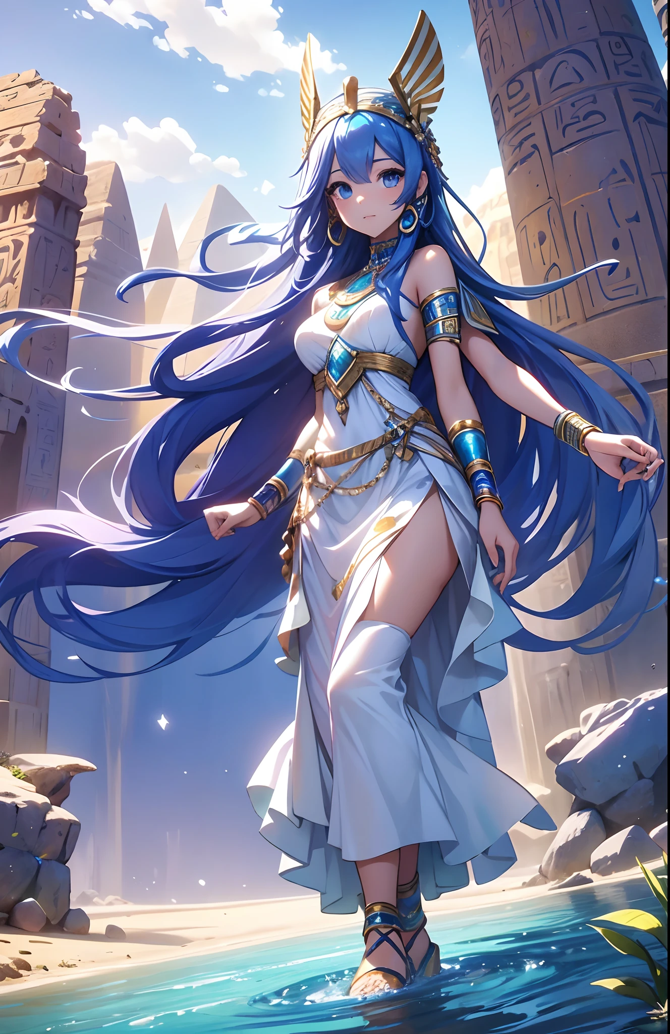 (masterpiece, best_quality, ultra-detailed, immaculate:1.3), epic, illustration, welcoming, 1girl, priestess, black hair with blue highlights, Straight Hair, on the imaginary, classical moon, in a desolate field of wind generators, bombshell hair, rainbow hair with azure highlights, Grecian Braided Updo, walking <lyco:EnvyBeautyMix04:1> <lora:cutemix2:1>